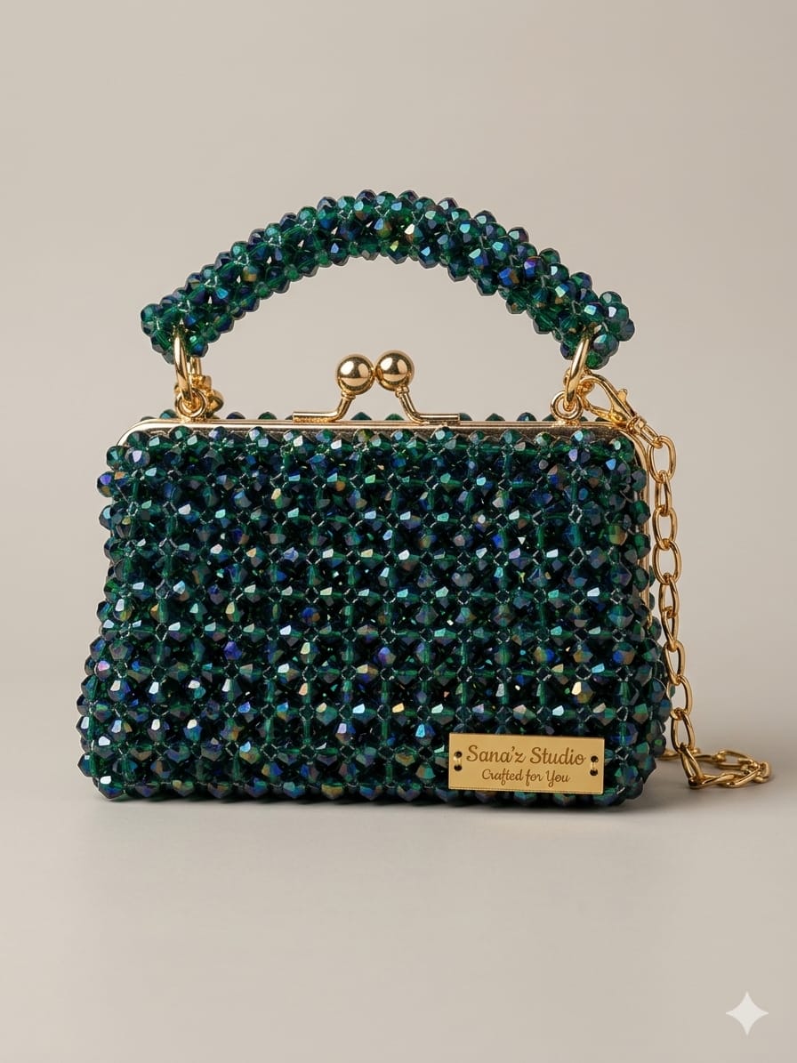 Emerald Beaded Evening Bag