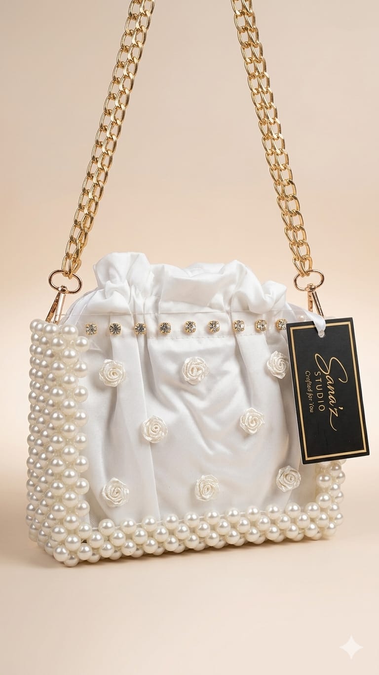 Pearl Embellished Acrylic Beaded Bag