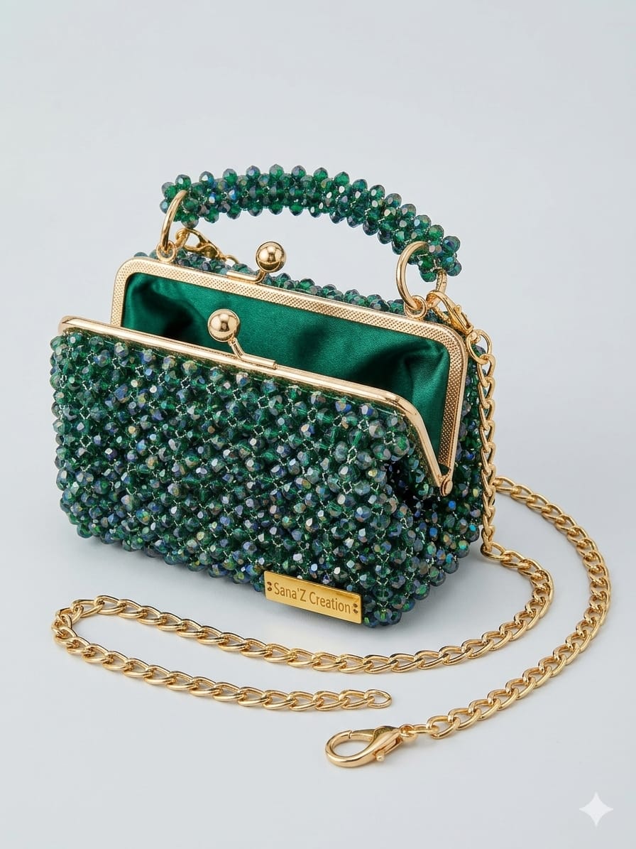 Emerald Beaded Evening Bag