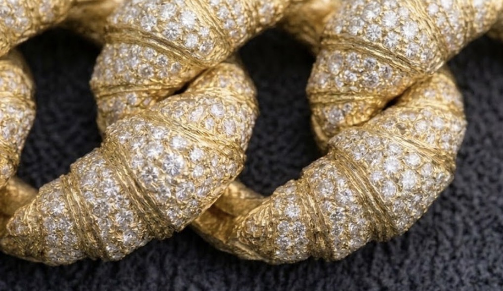 16mm 14k Croissant Cuban Link Diamond Chain 