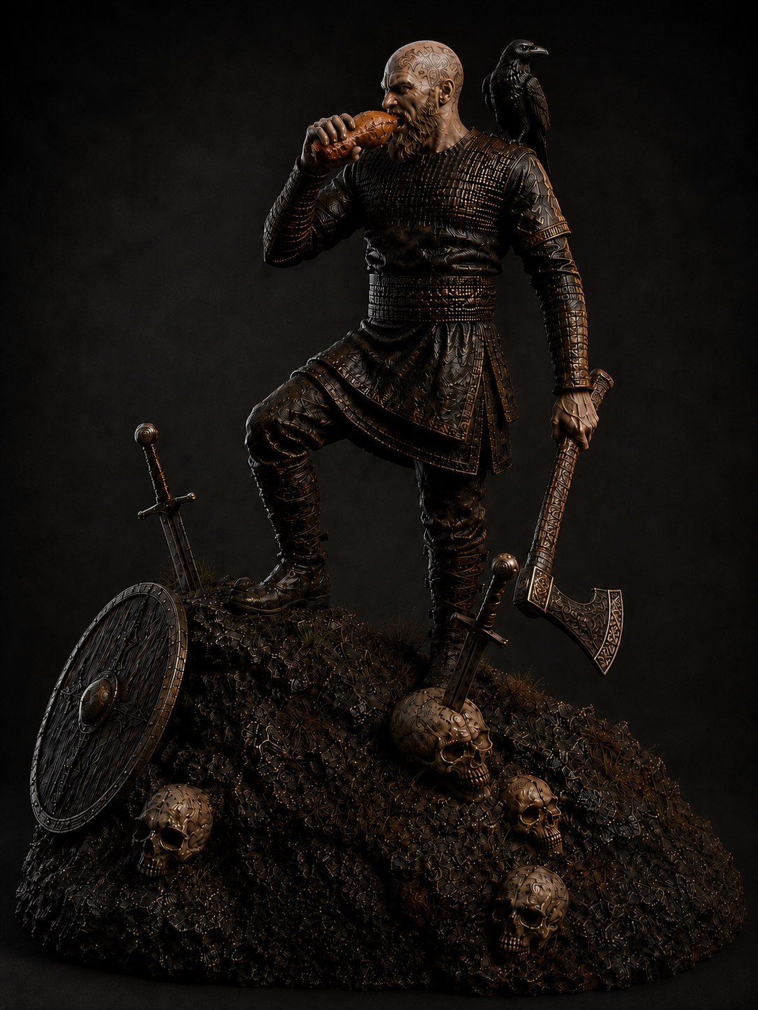 Ragnar Lothbrok 3D Hand-Painted Figurine | Vikings Warrior Statue | Norse Collectible | Handmade Nordic Display