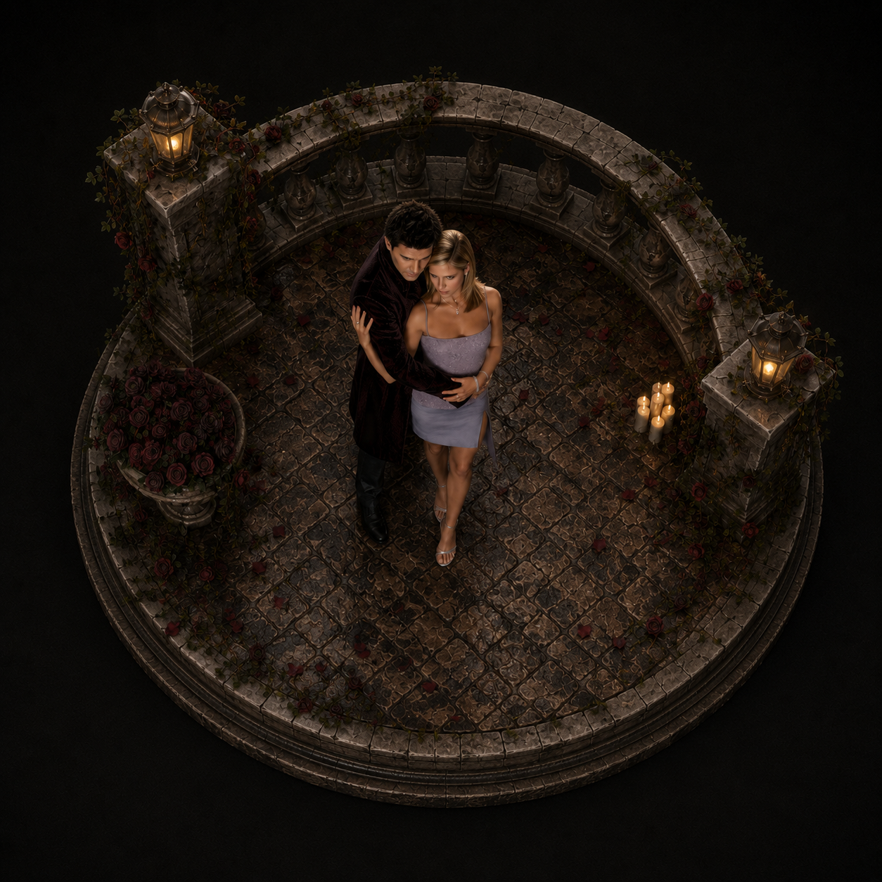 Buffy & Angel Eternal Love 3D Diorama | Vampire Romance Statue | Gothic Fantasy Collectible | Hand Painted Display | TV Fan Art