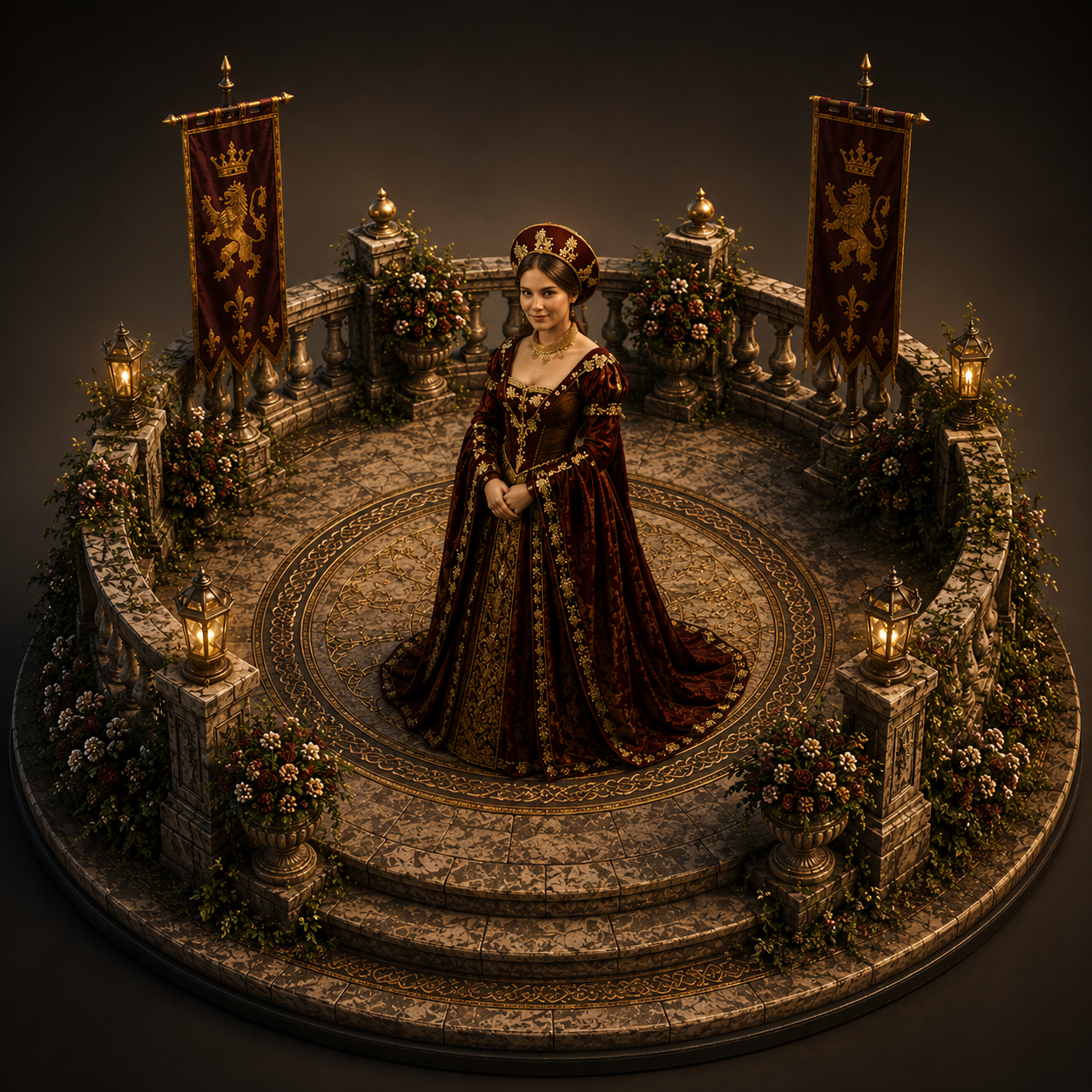 Anne of Cleves 3D Hand-Painted Diorama | Tudor Queen Collectible | Renaissance Display | Historical Fan Art | Handmade Figure