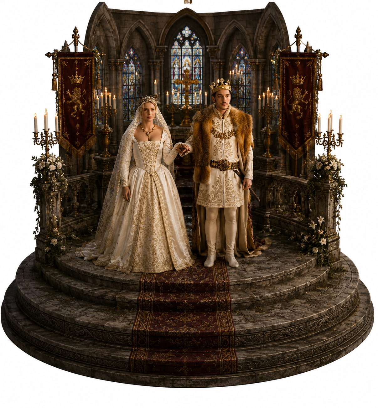 King Henry VIII & Jane Seymour Wedding 3D Hand-Painted Diorama | Tudor Royal Wedding Collectible | Historical Fan Art | Handmade Figure