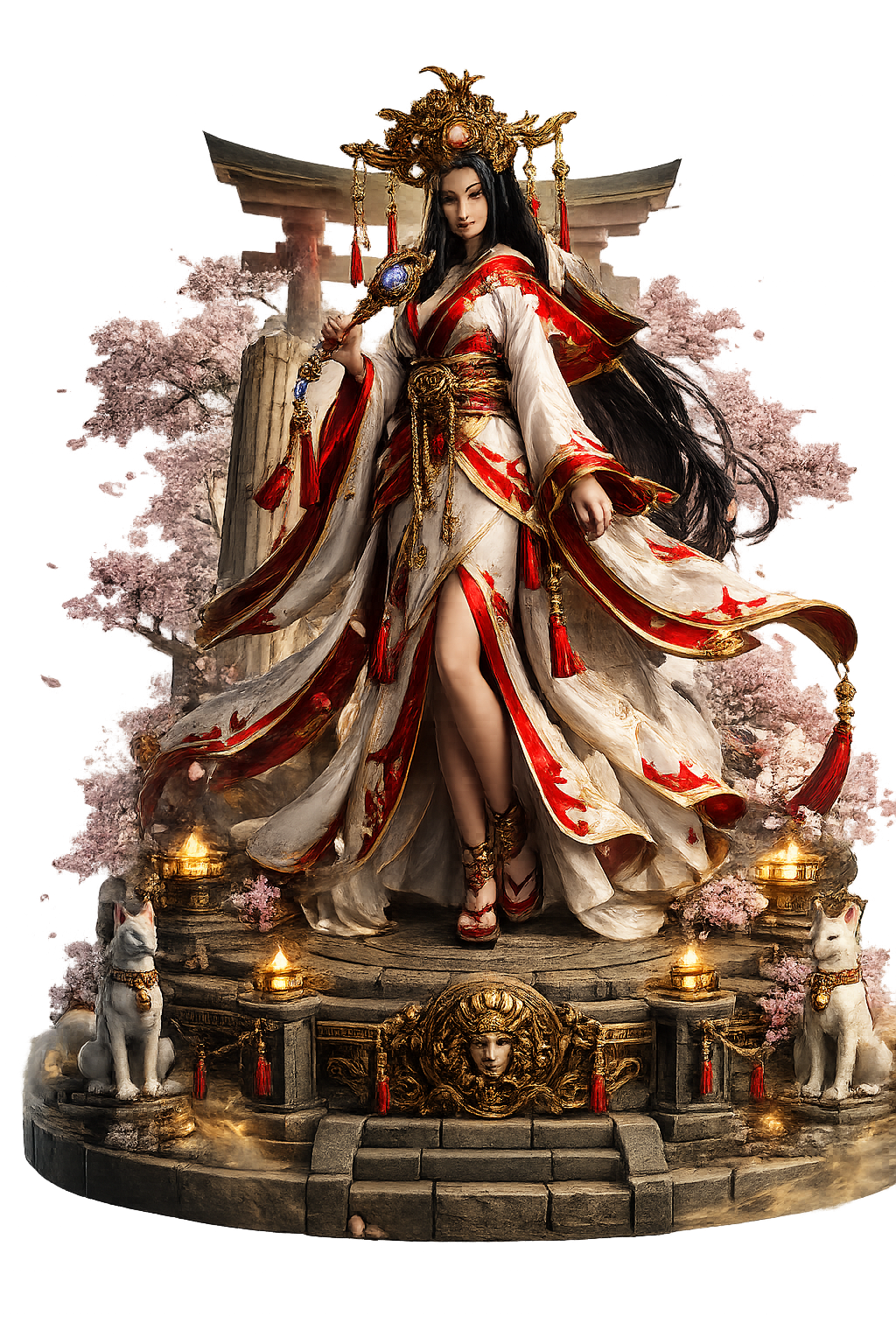 Amaterasu Sun Goddess 3D Diorama | Japanese Shrine Fantasy Statue | Mythology Collectible | Hand Painted Figure | Fan Art Gift