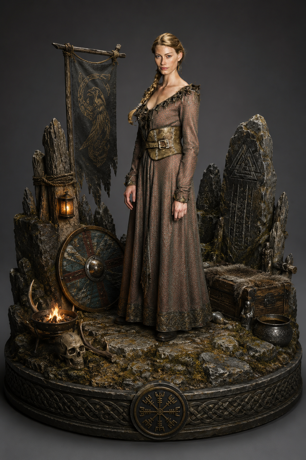 Aslaug 3D Hand-Painted Figurine | Viking Queen Statue | Norse Mythology Collectible | Handmade Nordic Display
