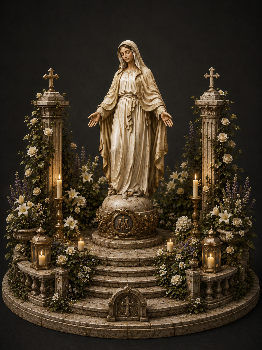 Virgin Mary Garden Shrine 3D Statue | Hand-Painted Blessed Mother Sculpture | Catholic Marian Decor | Christian Collectible | Religious Gift