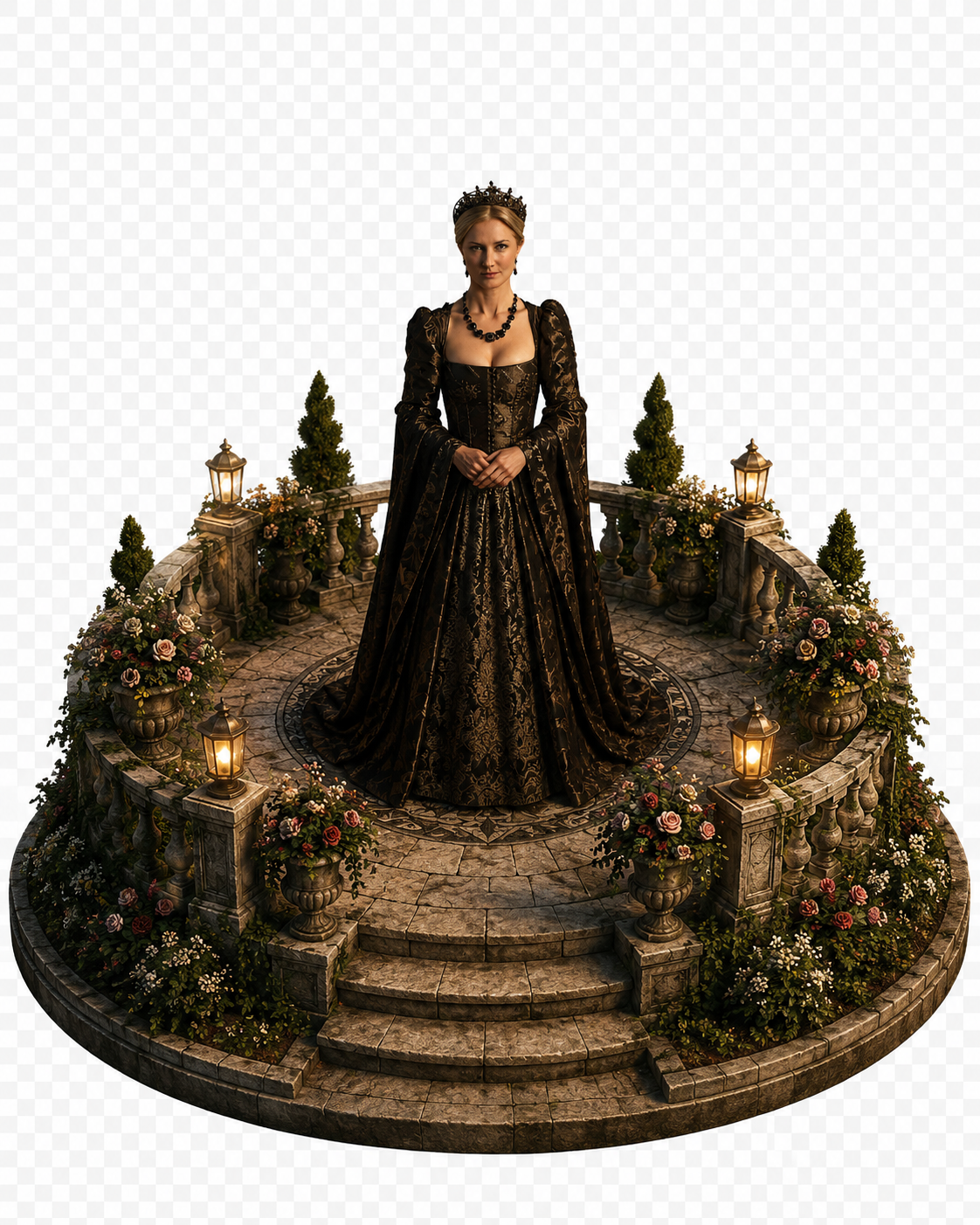 Catherine Parr 3D Hand-Painted Diorama | Tudor Queen Collectible | Renaissance Garden Display | Historical Fan Art | Handmade Figure