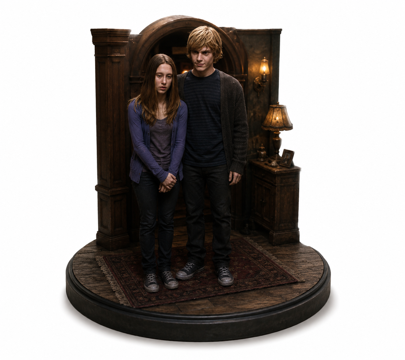 Violet Harmon & Tate Langdon Haunted House 3D Diorama | Gothic Horror Couple Statue | Murder House Collectible | Hand Painted Figure