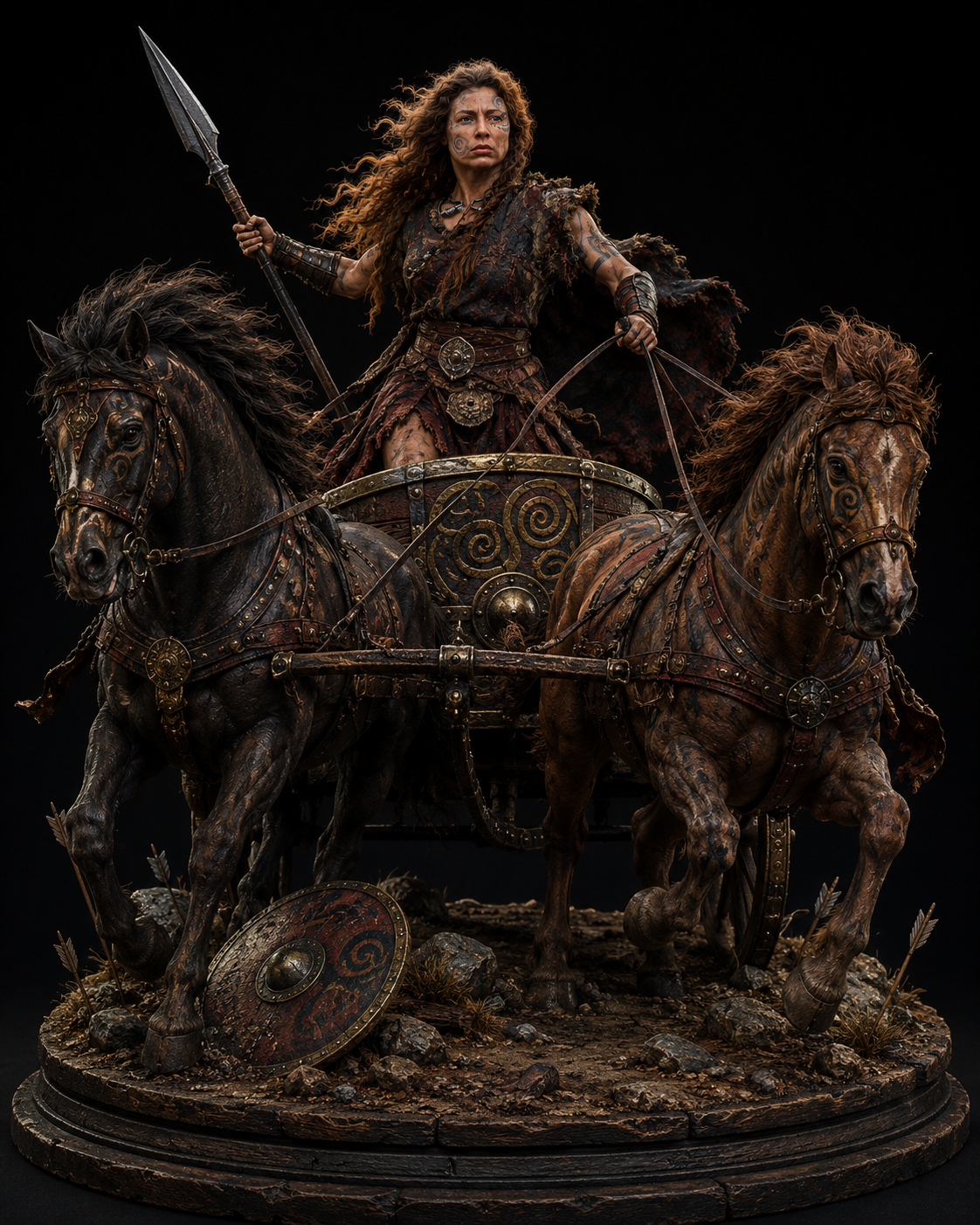 Boudica 3D Warrior Queen Statue | Celtic Chariot Battle Collectible | Iceni Queen Figure | Ancient Britain Hero Sculpture | Historical Warrior Decor