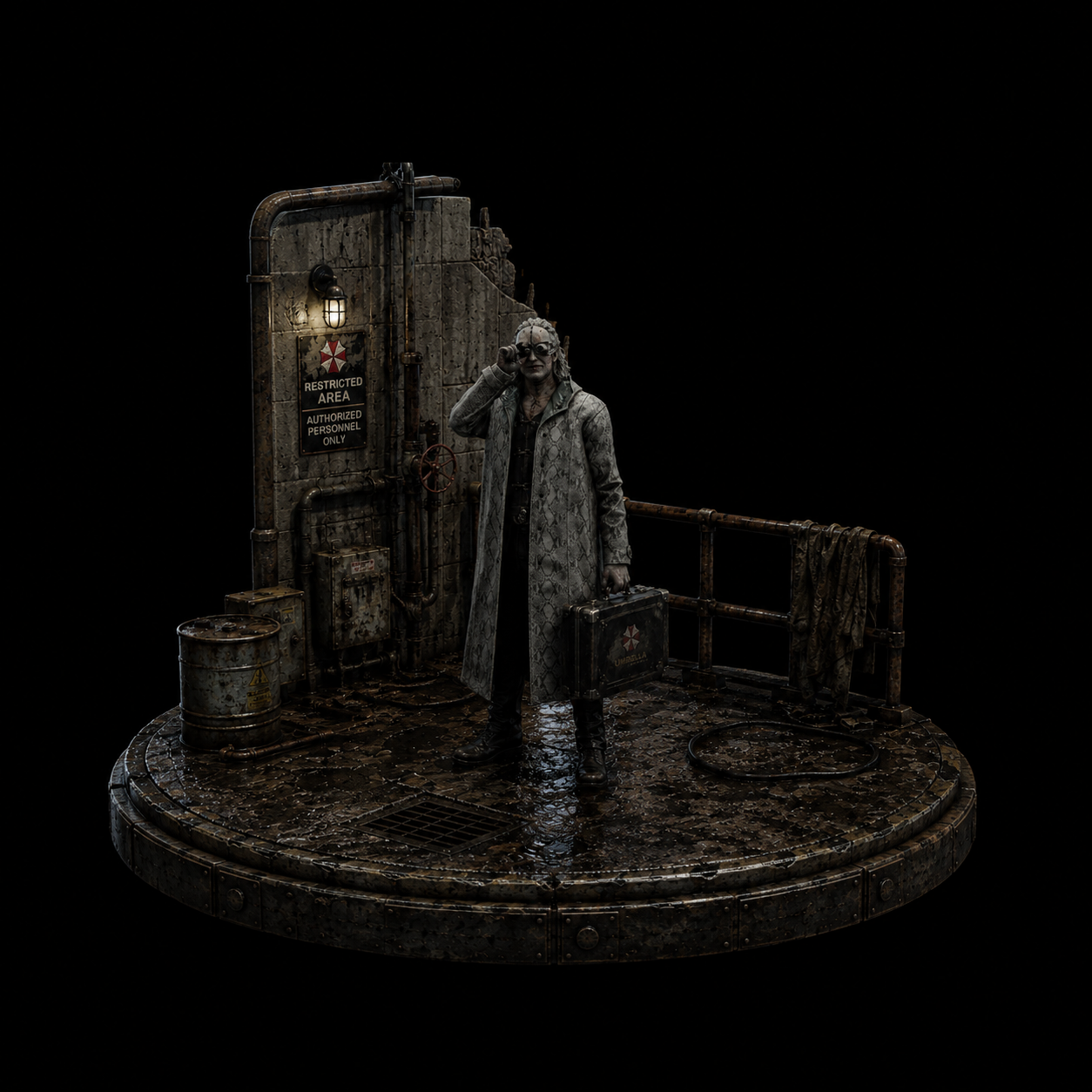 Dr. Gideon Umbrella Laboratory 3D Hand-Painted Figurine | Resident Evil Inspired Statue | Handmade Horror Collectible