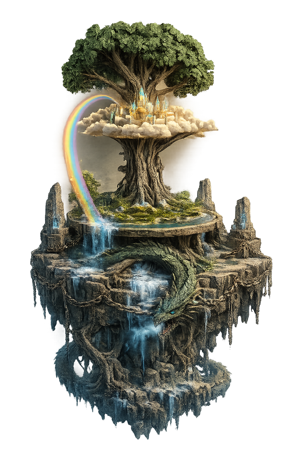 Yggdrasil 3D Hand-Painted Display | World Tree of Norse Mythology | Fantasy Diorama | Handmade Collector Statue