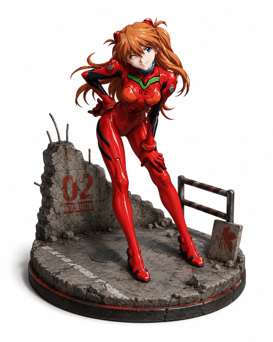 Asuka Langley Soryu 3D Statue | Evangelion Anime Collectible | NERV Display Figure | Hand Painted Model | Fan Art Gift