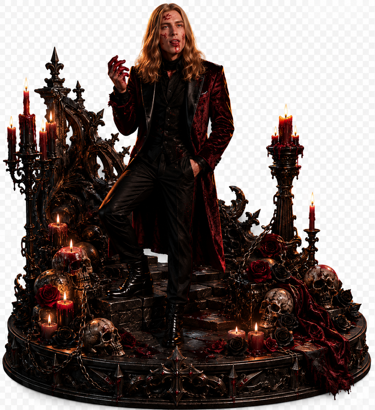 Michael Langdon Gothic Throne 3D Diorama | Horror Display Statue | Vampire Decor | Dark Fantasy Collectible | Hand Painted Figure