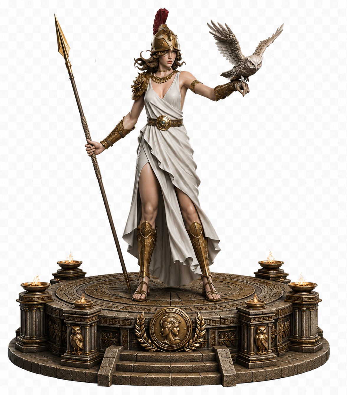 Athena, Goddess of Wisdom 3D Figurine | Hand Painted Greek Mythology Statue | Owl Guardian Display | Ancient Greece Collector Gift