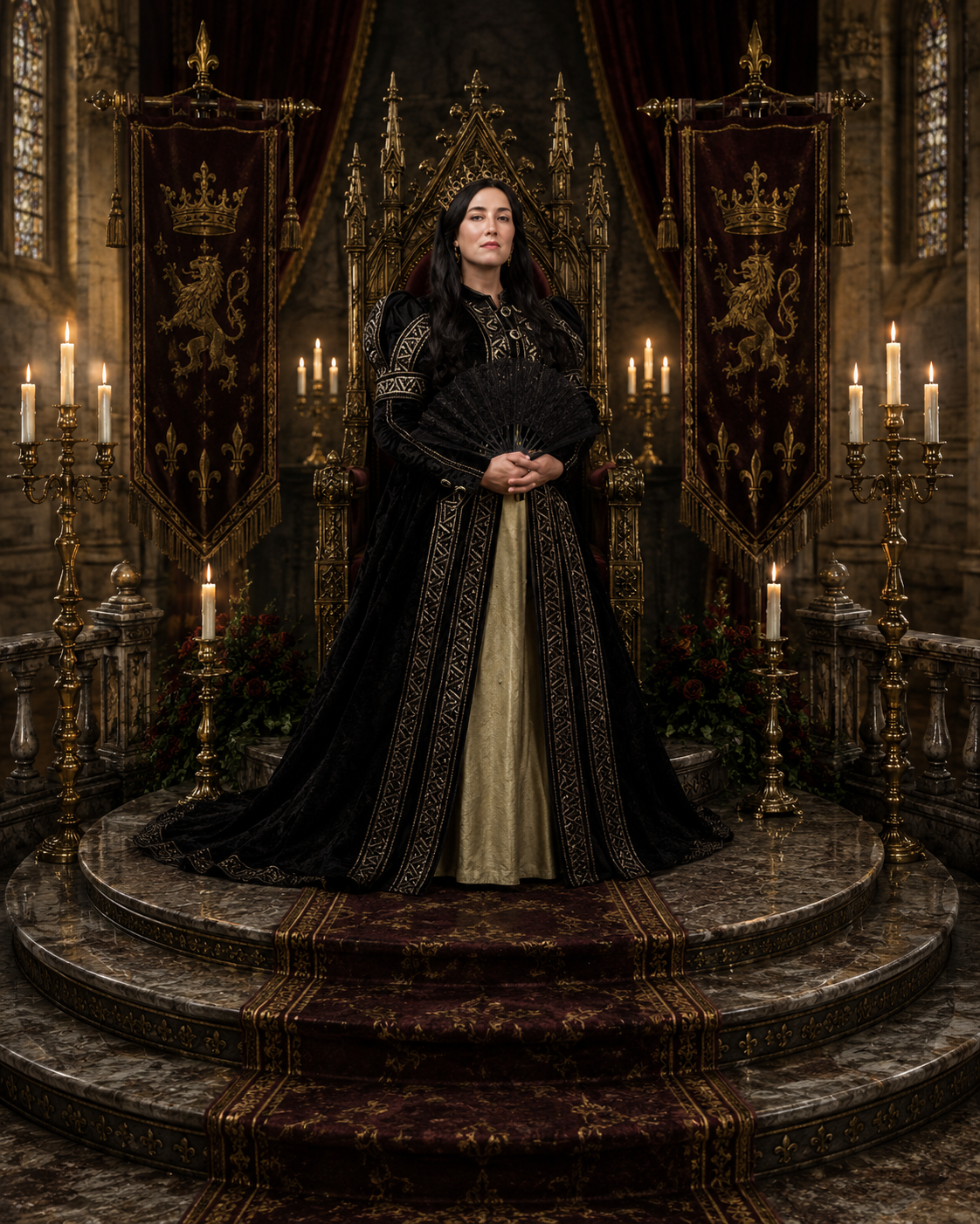 Catherine of Aragon 3D Hand-Painted Diorama | Tudor Queen Collectible | Royal Throne Display | Historical Fan Art | Handmade Figure