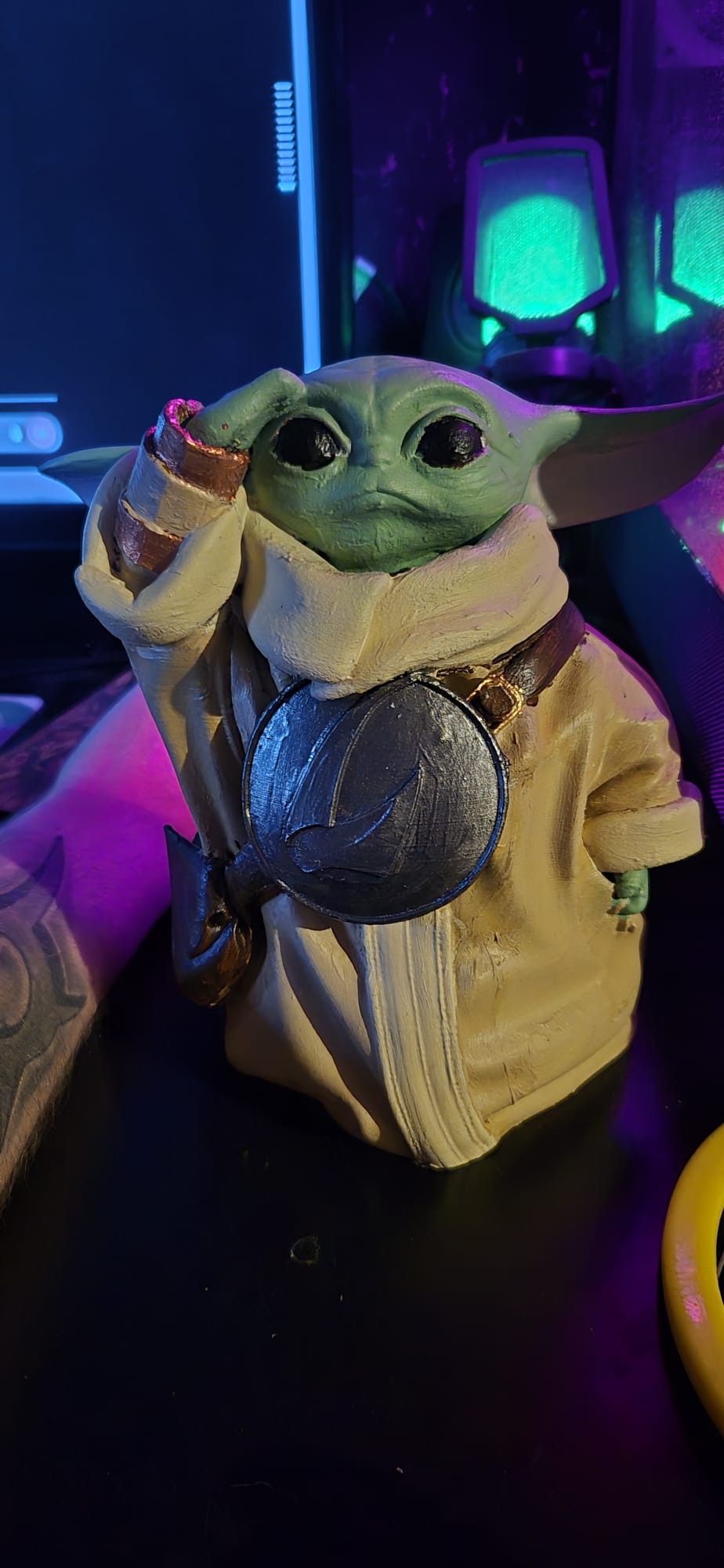 Grogu Assassin 3D Figurine | Hand Painted Galactic Collector | Fantasy Hooded Alien Statue | Sci-Fi Display Decor