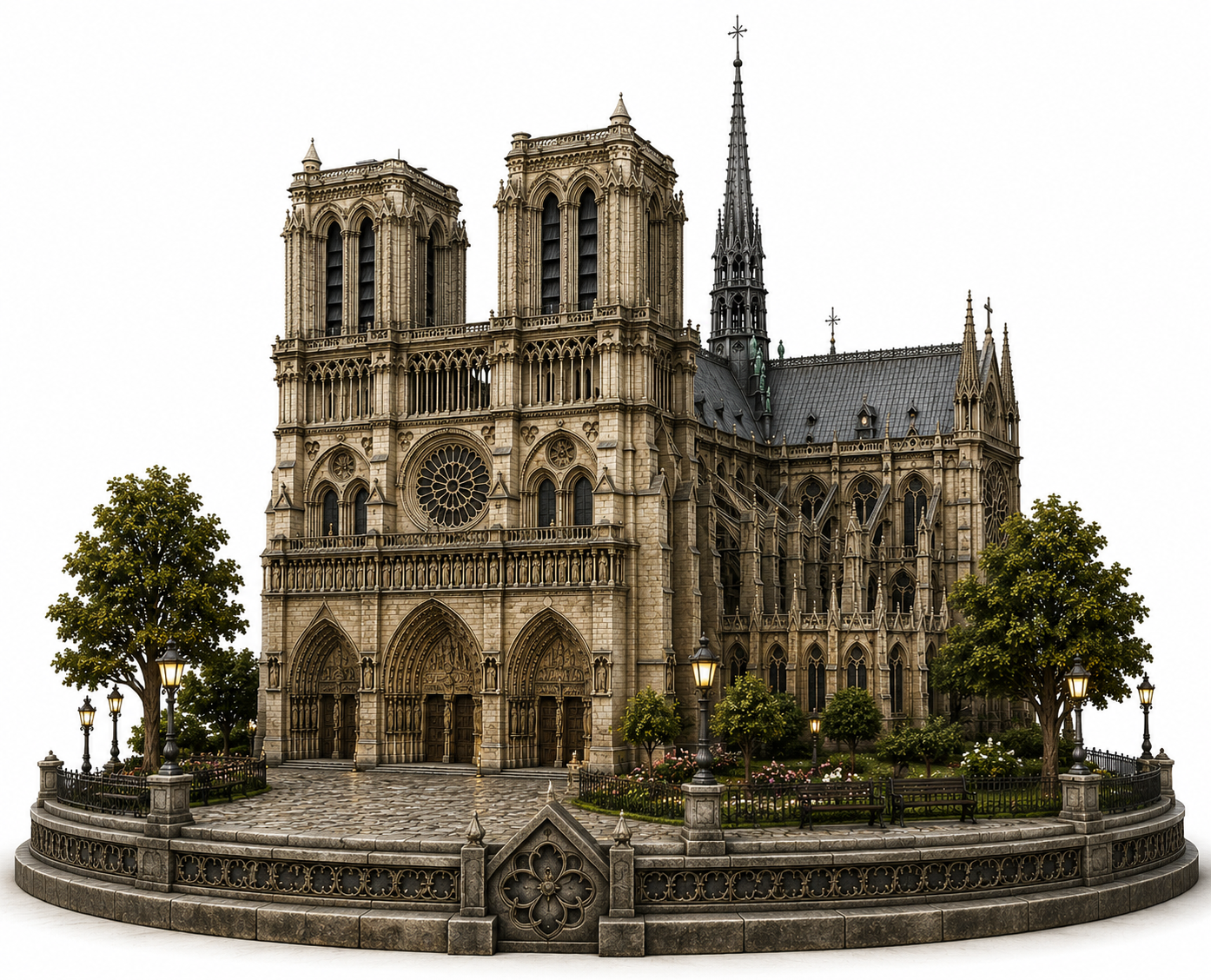 Notre-Dame de Paris Cathedral 3D Diorama | Gothic Cathedral Replica | Hand Painted French Architecture | Medieval Landmark Collectible | Paris Home Décor