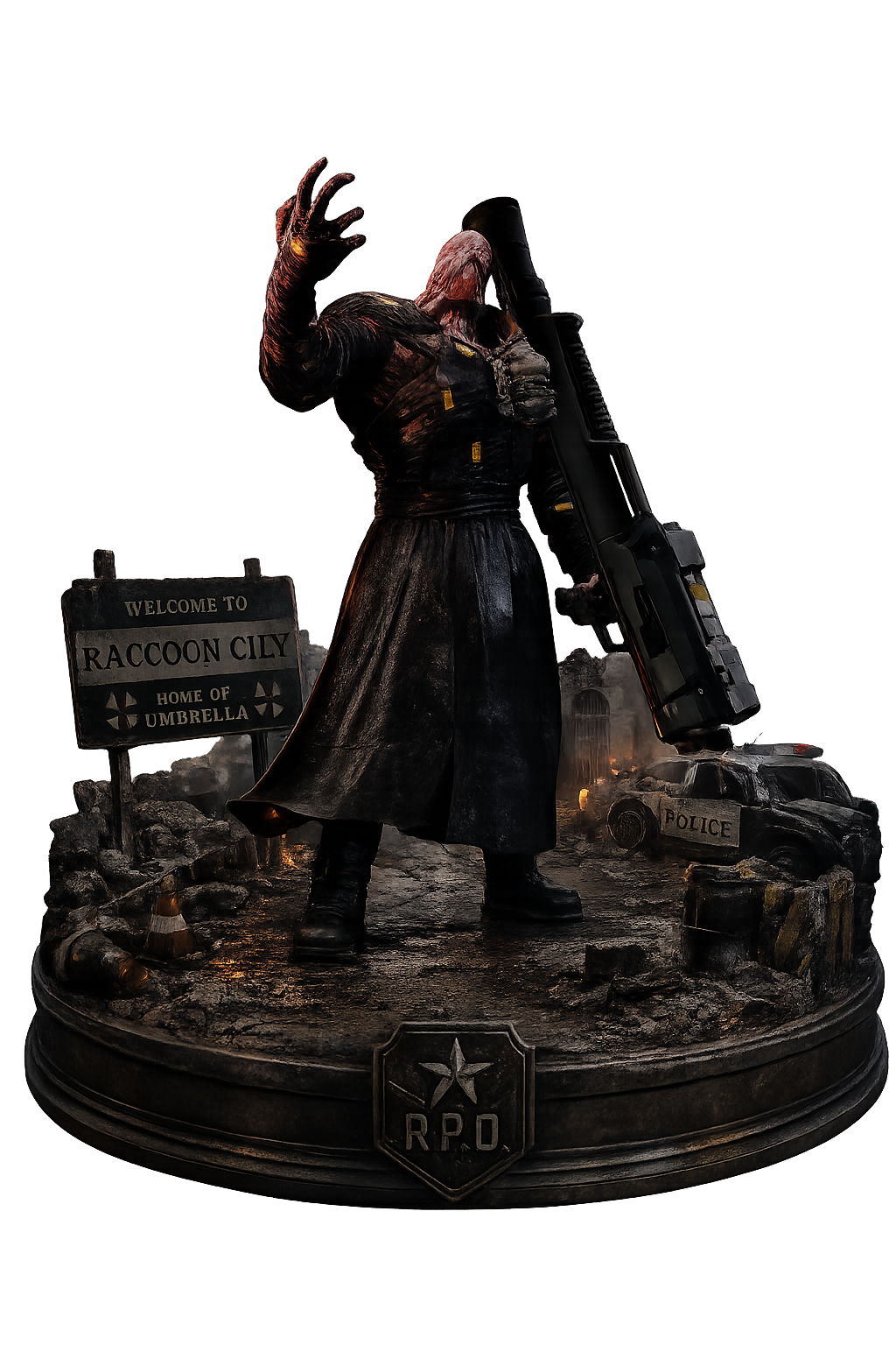 Nemesis 3D Hand-Painted Diorama | Resident Evil 3 Inspired Statue | Handmade Horror Gaming Collectible