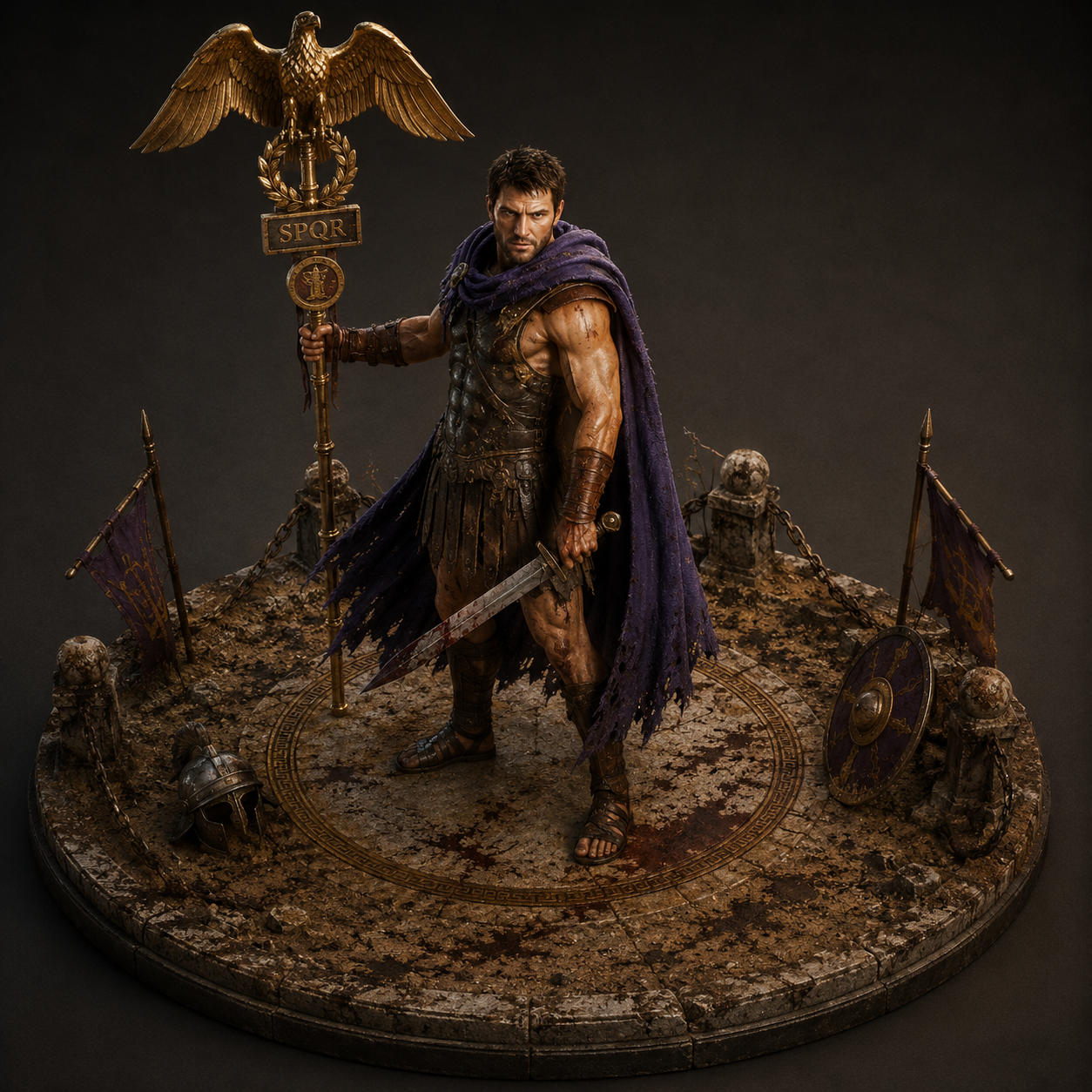 Spartacus 3D Hand-Painted Diorama | Legendary Gladiator of Rome | Historical Collectible | Handmade Miniature Statue
