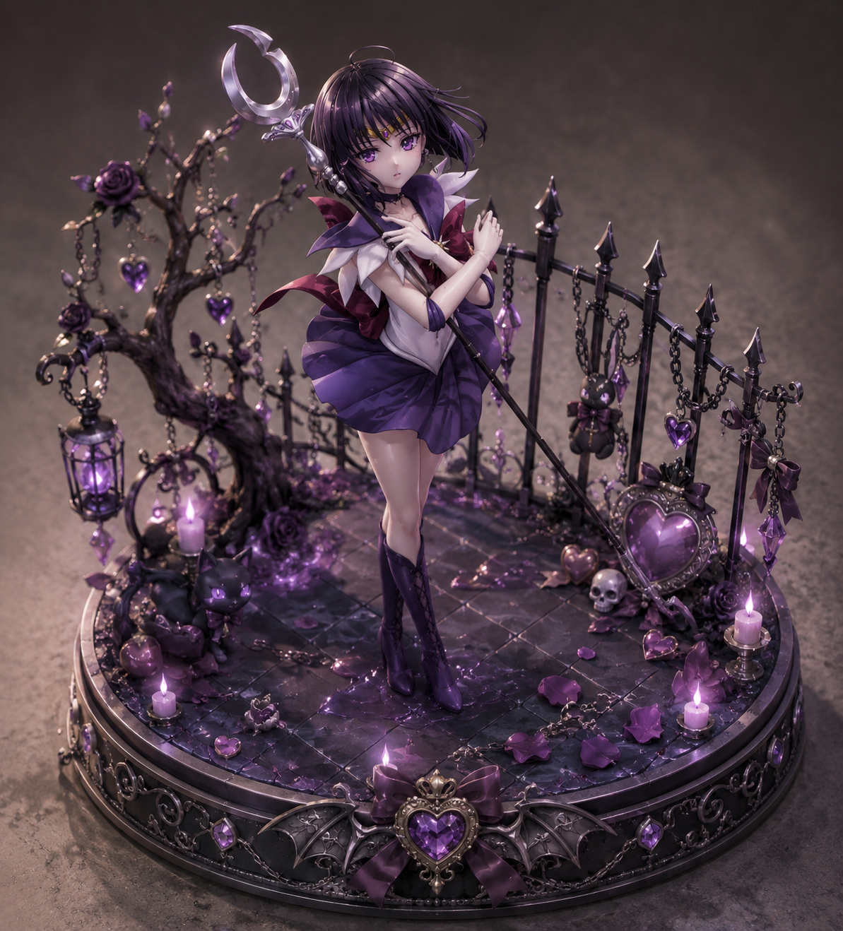 Hotaru Tomoe (Sailor Saturn) Gothic Shrine 3D Hand-Painted Diorama | Anime Inspired Magical Guardian Display | Handmade Fantasy Collectible