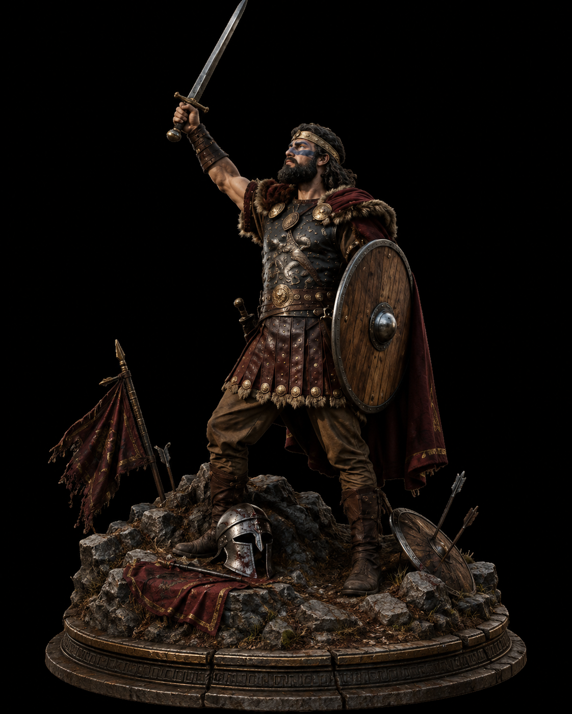 Vercingetorix 3D Statue | Celtic Gaul Warrior King Collectible | Gallic Leader Figure | Ancient France Hero Sculpture | Roman Empire History Decor