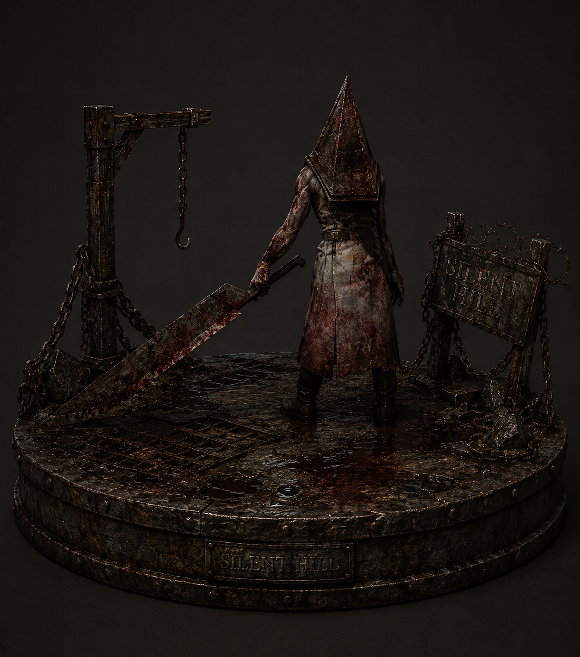 Pyramid Head 3D Hand-Painted Figurine | Silent Hill Inspired Horror Statue | Dark Fantasy Collectible | Handmade Display Piece