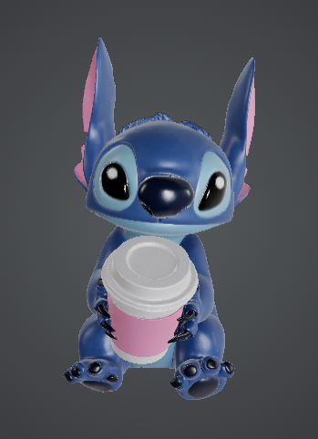 Stitch Holding Coffee Cup 3D Figurine | Hand-Painted Cute Alien Collectible | Coffee Lover Gift | Desk Decor | Fan Art Display