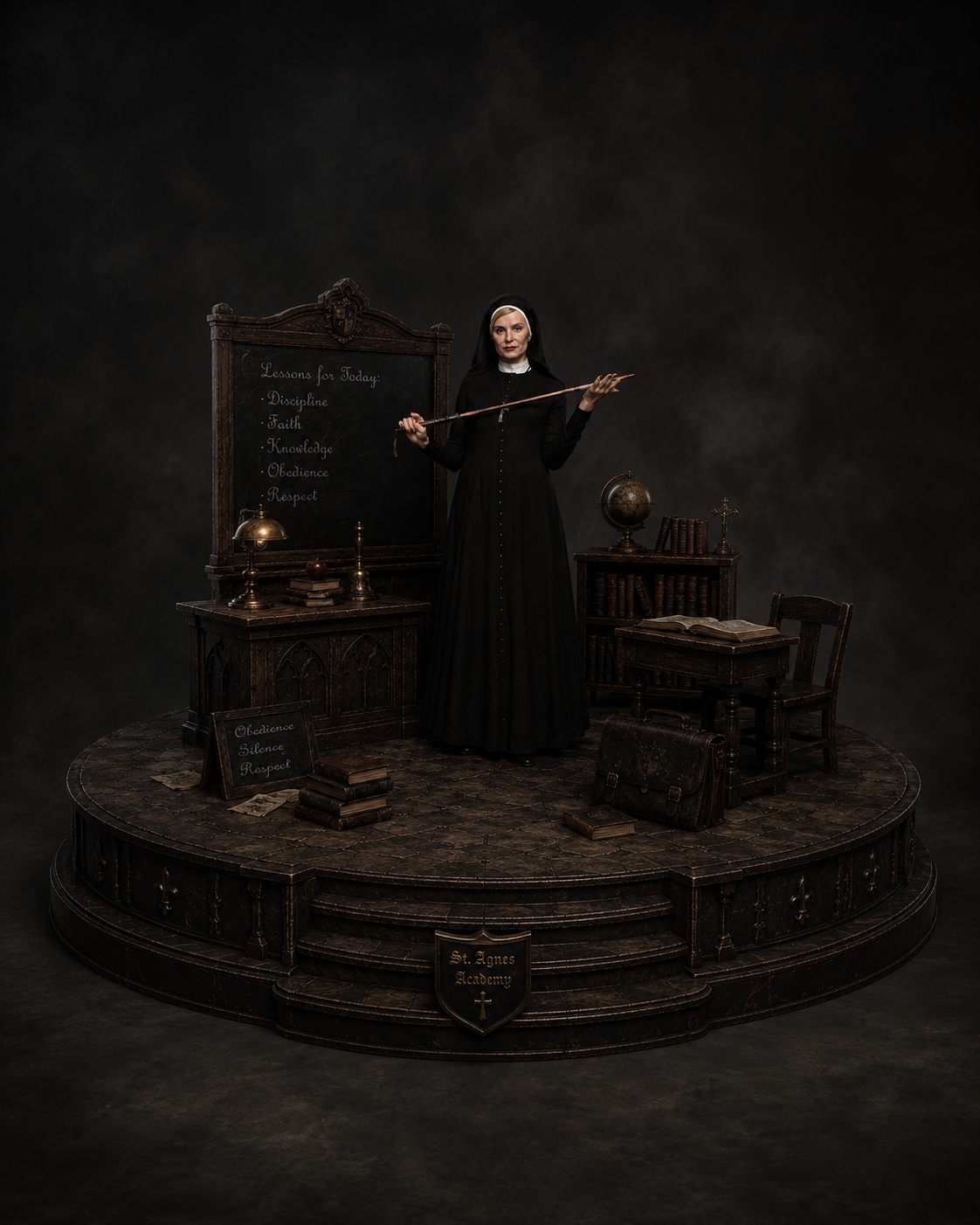 Sister Jude St. Agnes Academy 3D Diorama | Gothic Nun Statue | Horror Display Figure | Asylum Collectible | Hand Painted Figure