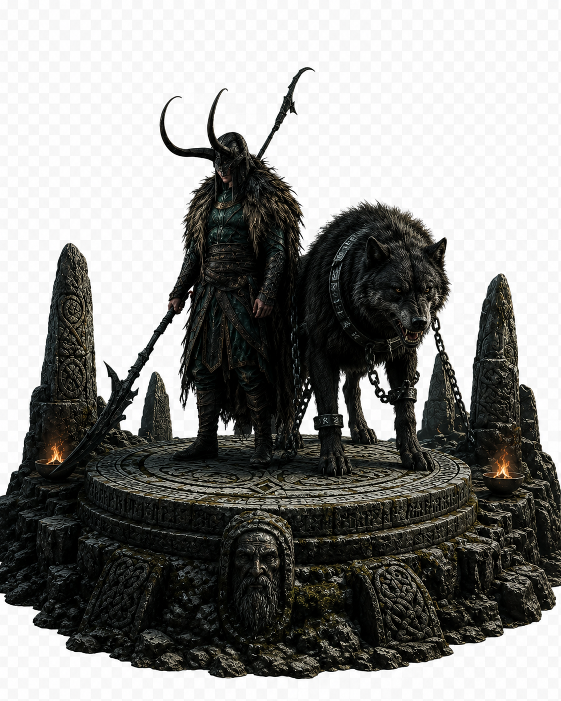 Loki & Fenrir 3D Hand-Painted Figurine | Norse Mythology Collectible | Viking God Statue | Handmade Fantasy Display