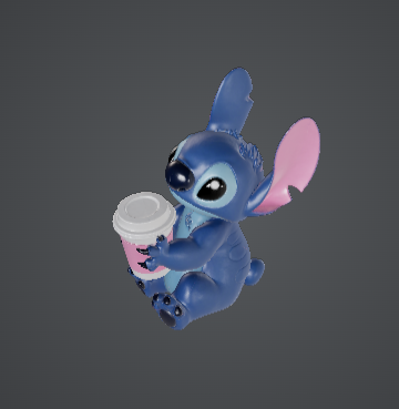 Stitch Holding Coffee Cup 3D Figurine | Hand-Painted Cute Alien Collectible | Coffee Lover Gift | Desk Decor | Fan Art Display