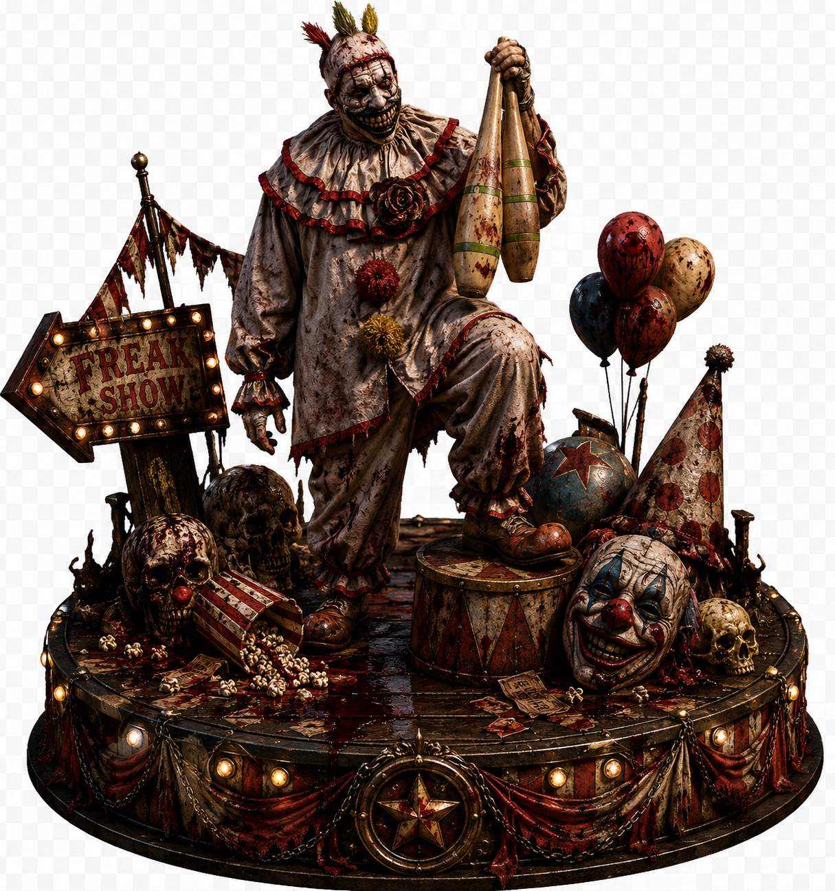 Misty the Clown Horror Carnival Diorama 3D Statue | Killer Clown Display | Haunted Circus Decor | Horror Collectible | Hand Painted Figure