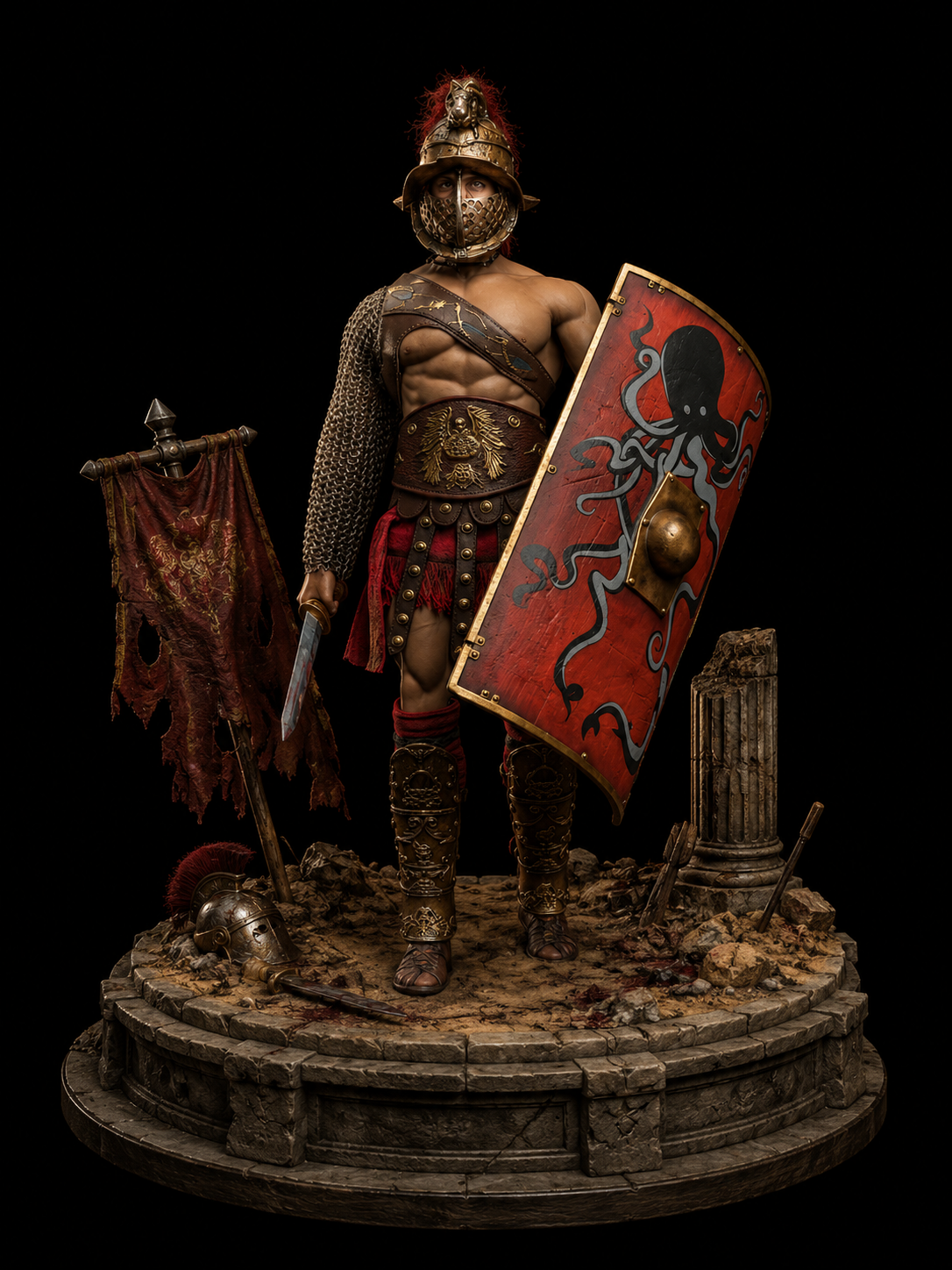 Crixus 3D Gladiator Statue | Spartacus Rebel Warrior Collectible | Ancient Roman Arena Figure | Thracian Gladiator Sculpture | Historical Battle Decor