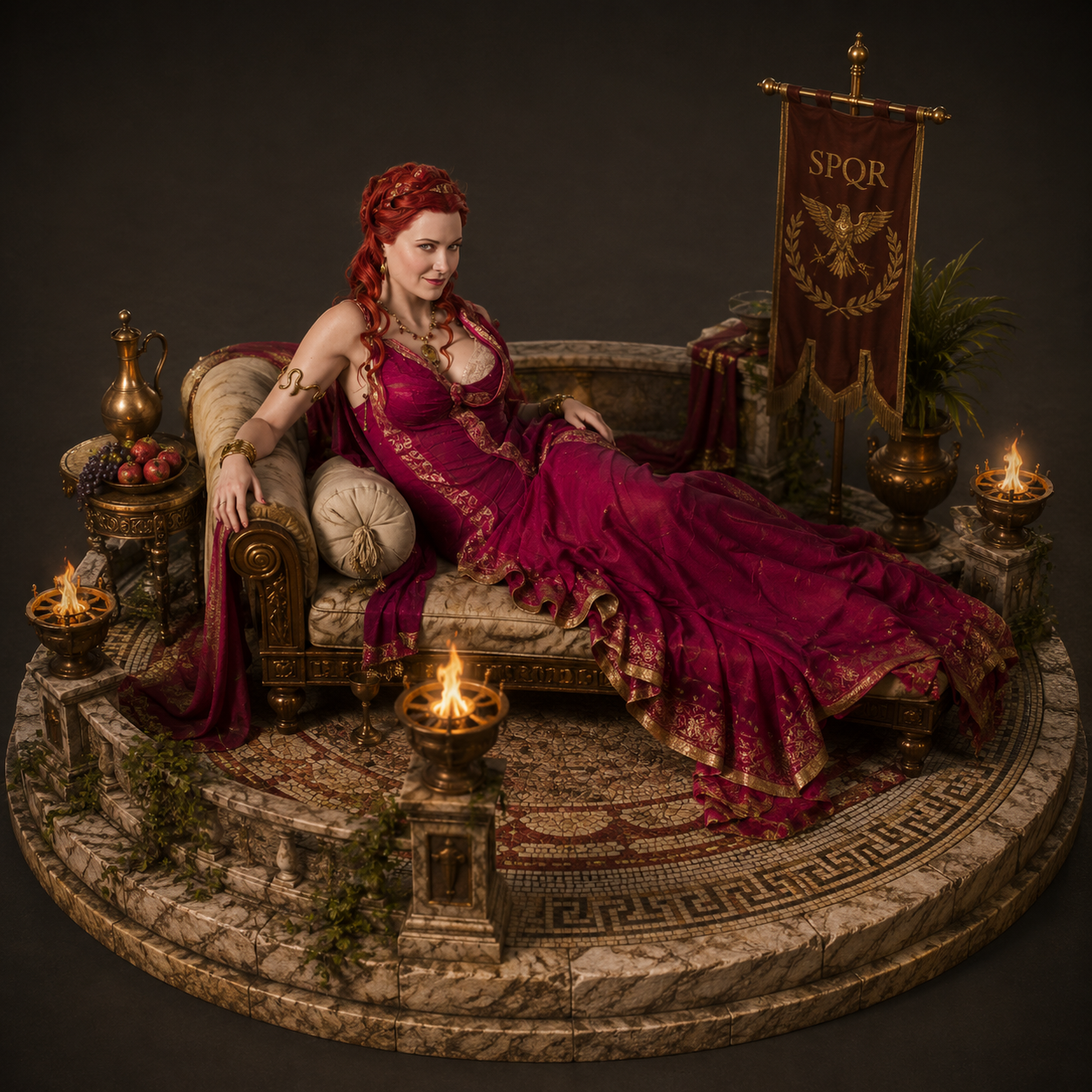 Lucretia from Spartacus 3D Hand-Painted Diorama | Roman Noblewoman Collectible | Historical TV Series Miniature Statue