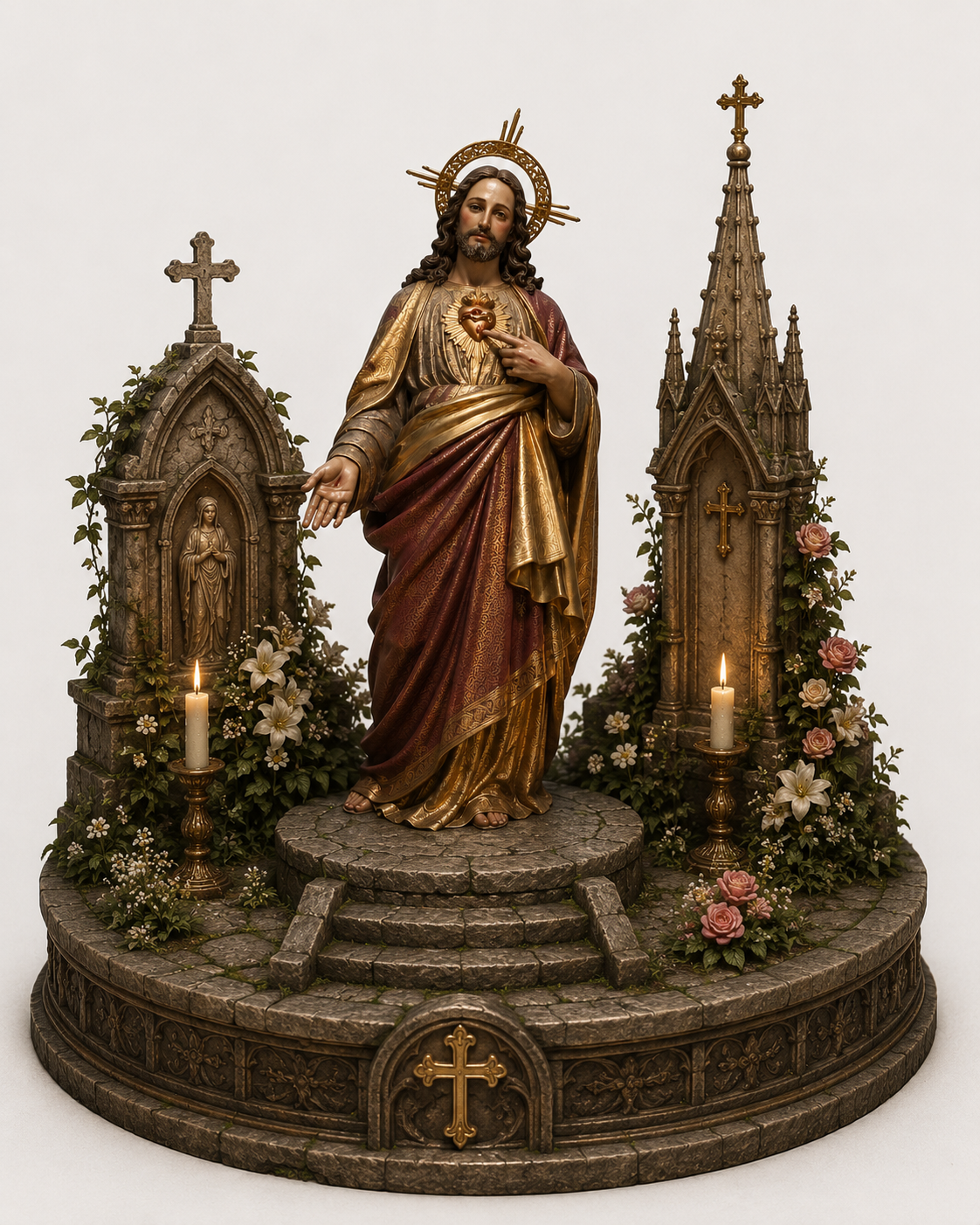 Sacred Heart of Jesus 3D Statue | Hand-Painted Christian Collectible | Catholic Religious Sculpture | Faith Home Decor | Devotional Display