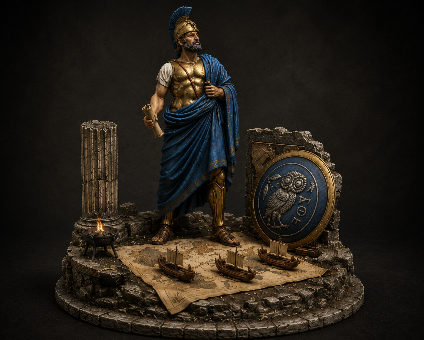 Themistocles Statue | Ancient Greek General Collectible | Battle of Salamis Hero Figure | Athens Commander Sculpture | Greek History Decor Gift