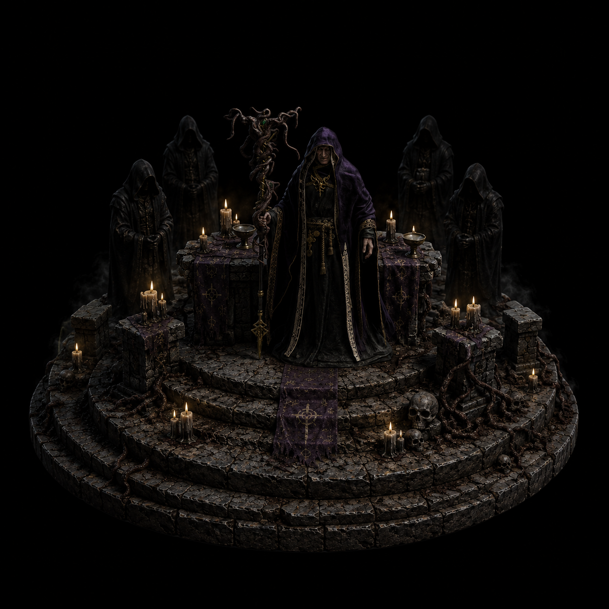 Lord Saddler 3D Hand-Painted Diorama | Resident Evil 4 Inspired Cult Leader Statue | Gothic Horror Collector Display
