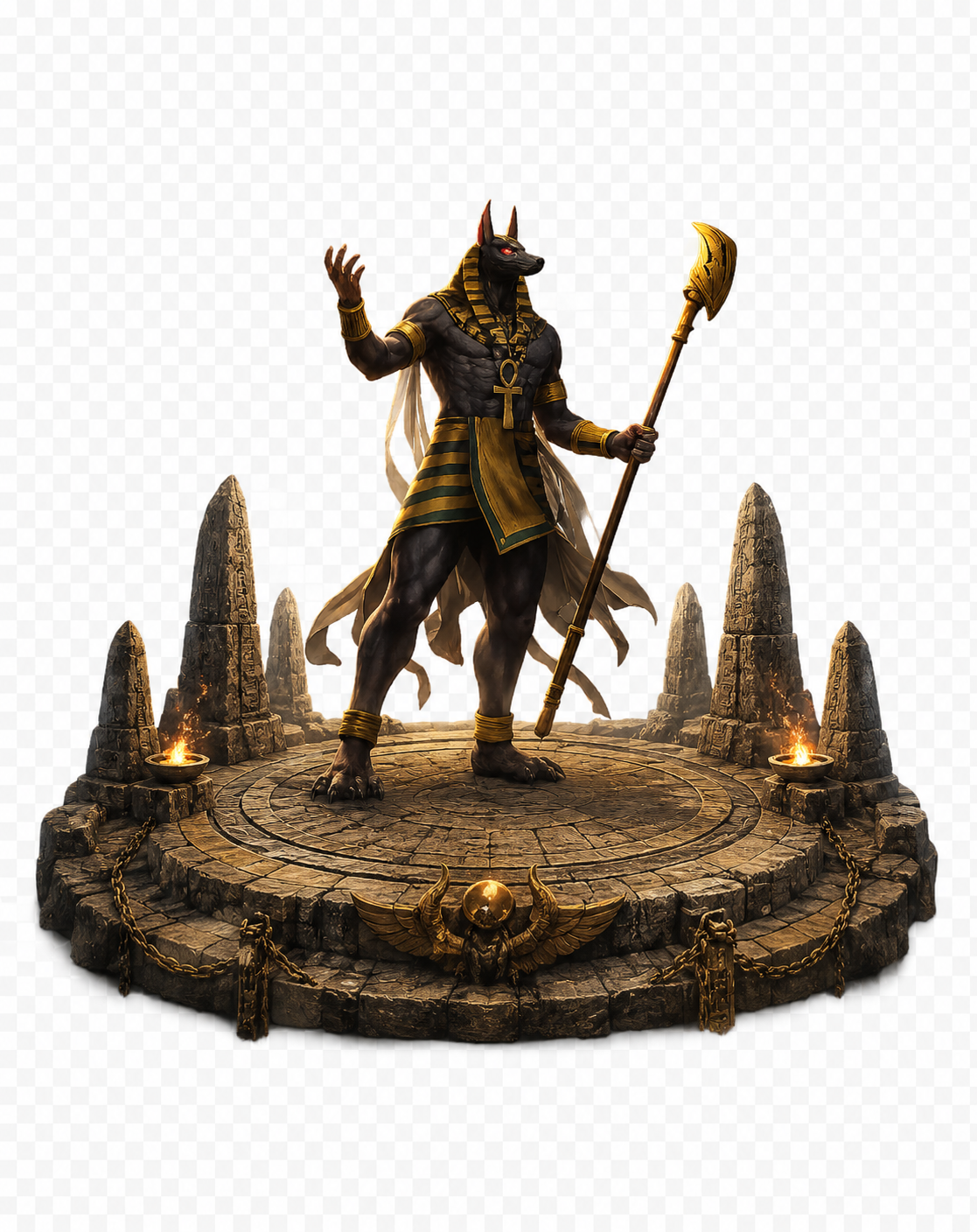 Anubis 3D Statue | Hand Painted Egyptian God Collectible | Guardian of the Afterlife Display Figure | Ancient Egypt Mythology Decor