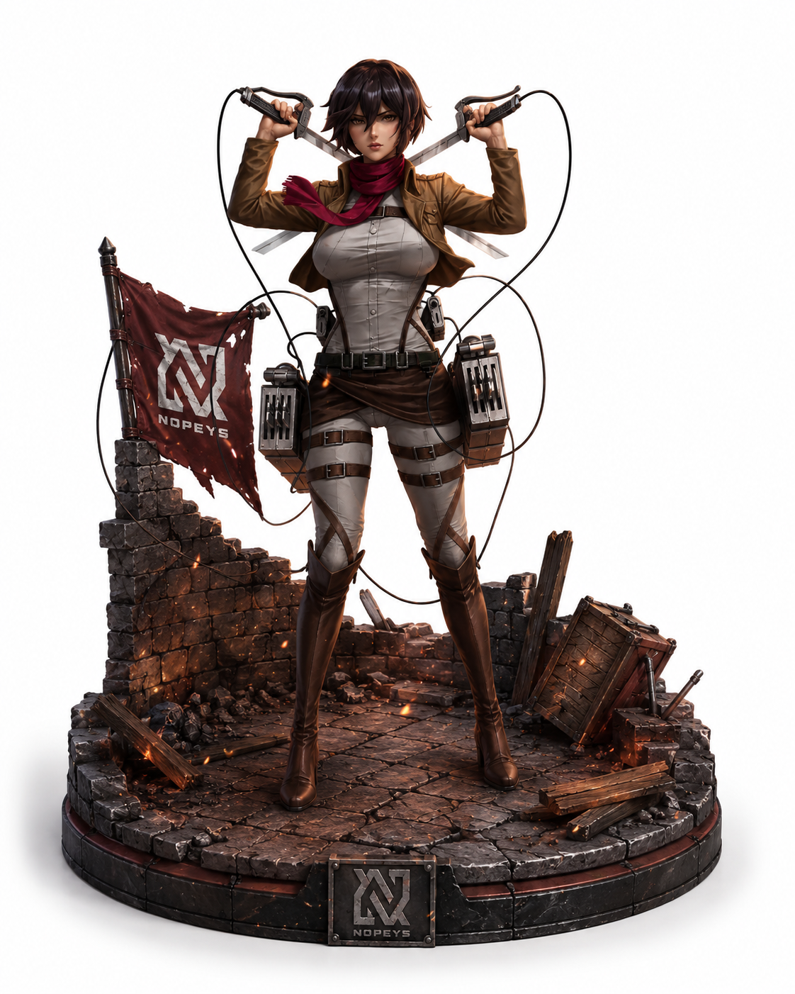 Mikasa Ackerman 3D Statue | Attack on Titan Anime Collectible | ODM Gear Display Figure | Hand Painted Model | Fan Art Gift