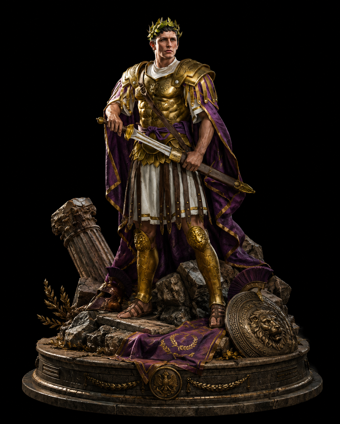 Julius Caesar 3D Statue | Roman Emperor Collectible | Ancient Rome Warrior Figure | Caesar Military Commander Sculpture | Historical Roman Decor