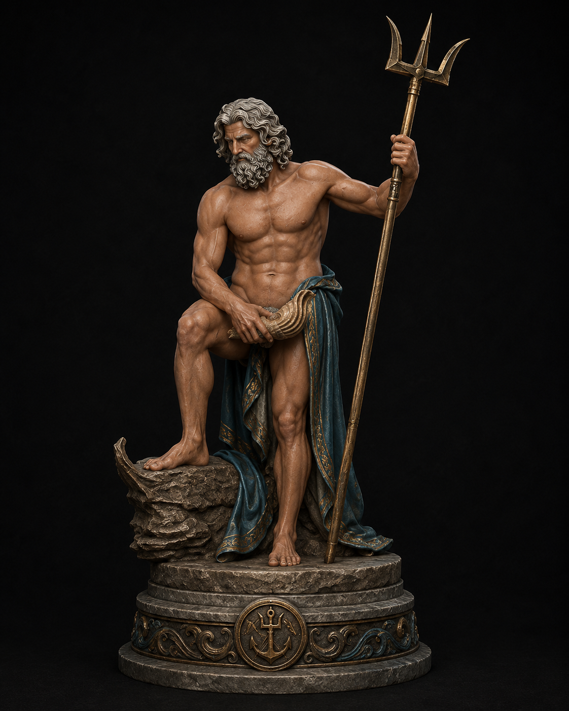 Poseidon 3D Statue | Hand Painted Greek Mythology Figurine | God of the Sea Collector Display | Ancient Greece Decor