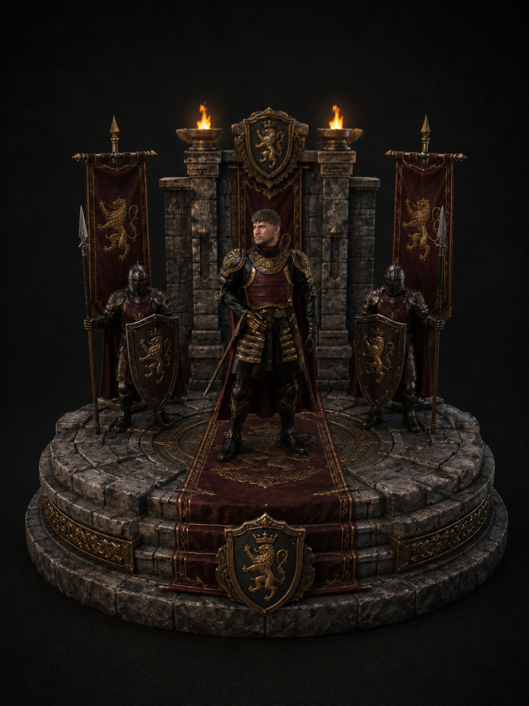 Ser Jaime Lannister 3D Figurine | Hand Painted Kingsguard Display Statue | Lion Knight Fantasy Collectible | Medieval Warrior Gift