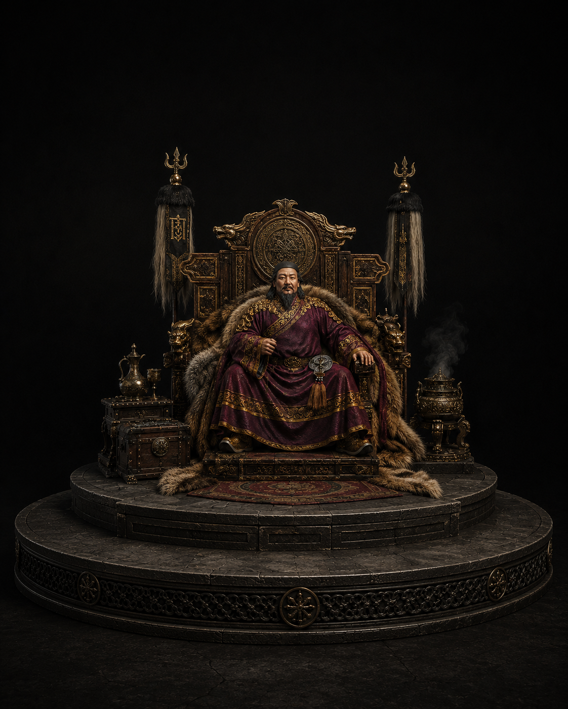 Kublai Khan 3D Statue | Mongol Emperor Collectible | Yuan Dynasty Ruler Figure | Grandson of Genghis Khan Sculpture | Historical Empire Leader Decor