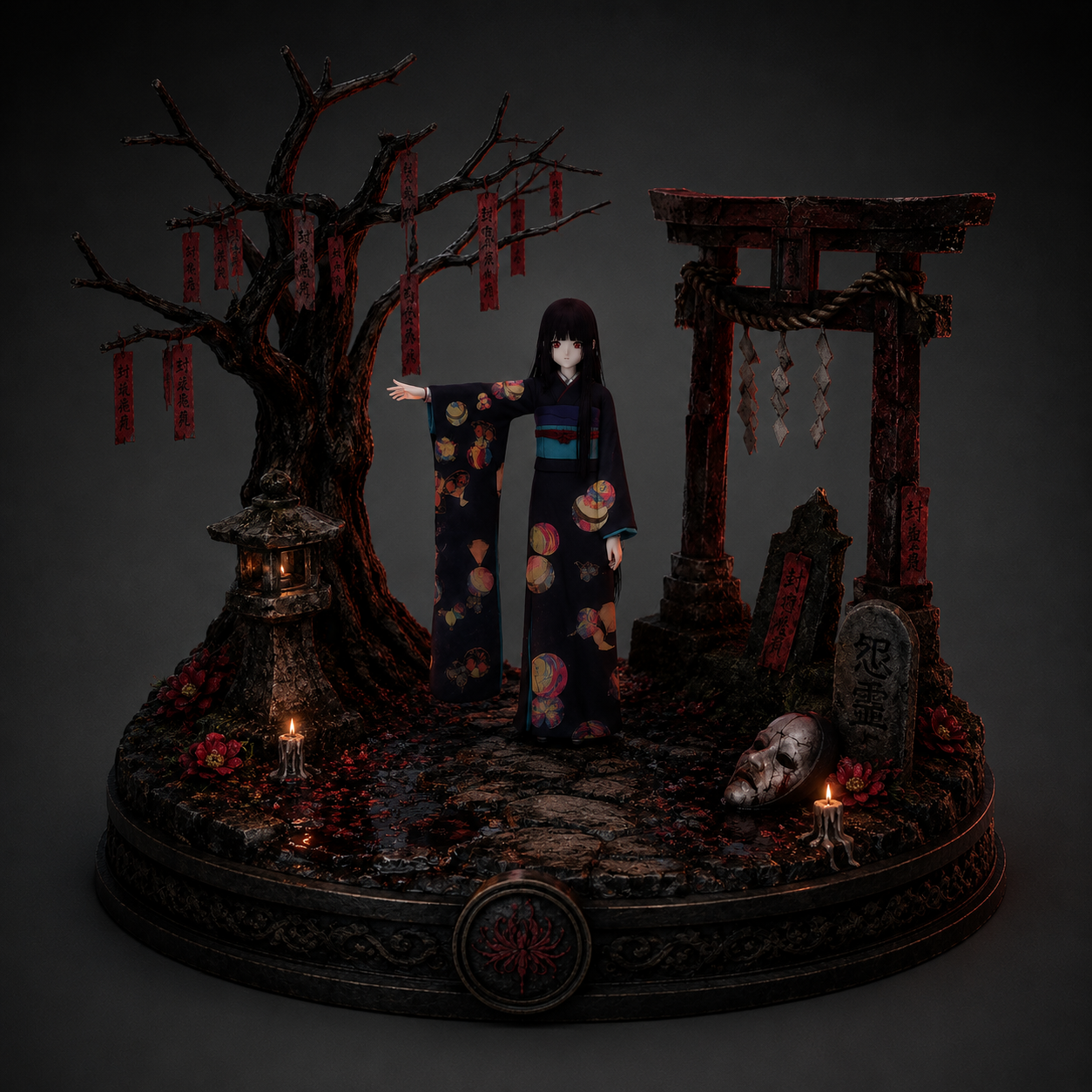 Hell Girl (Ai Enma) 3D Statue | Hand Painted Anime Collector Figure | Japanese Horror Display | Gothic Anime Decor