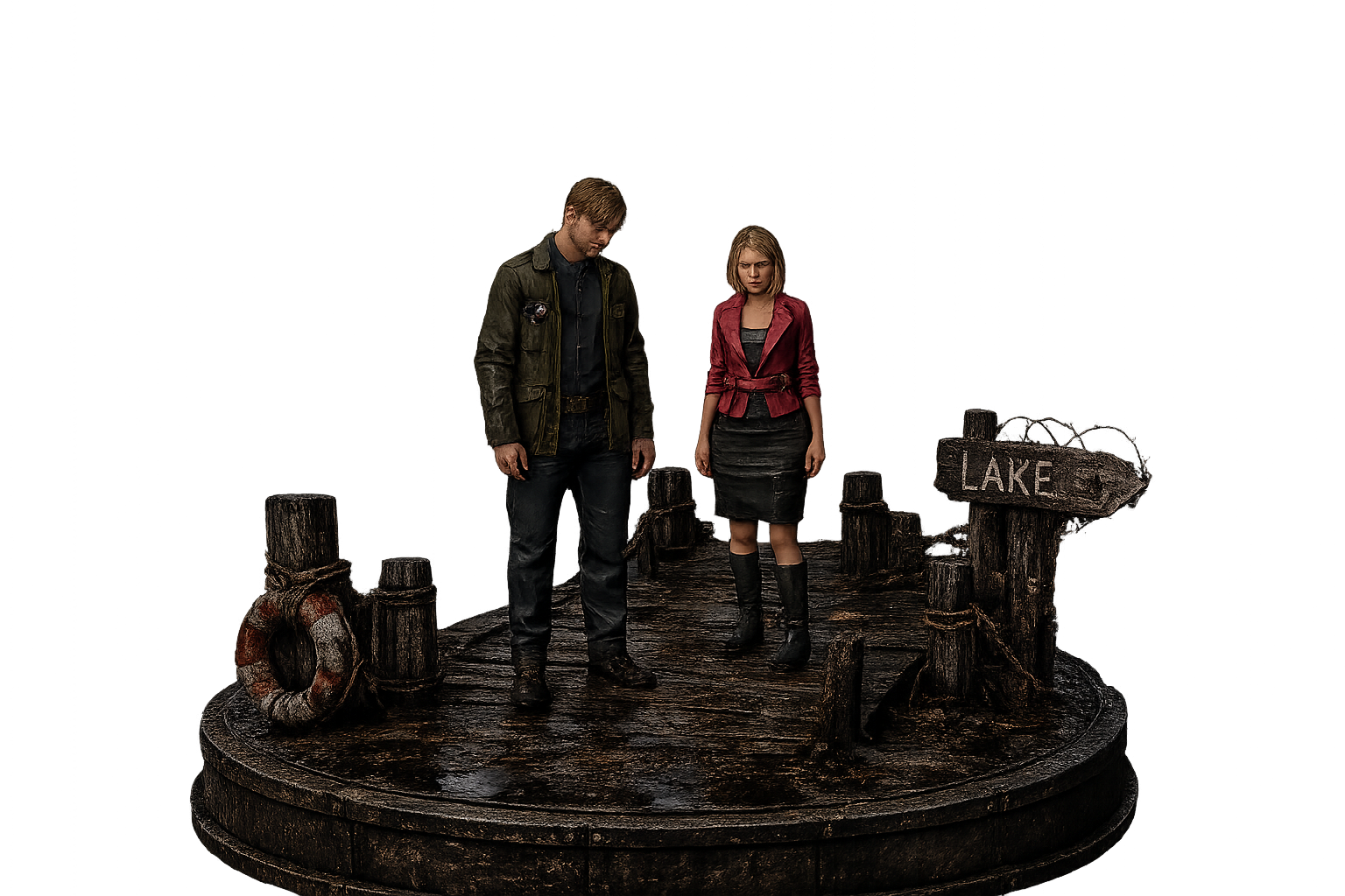 James Sunderland & Maria 3D Statue | Hand Painted Silent Hill 2 Collector Figure | Psychological Horror Display | Survival Horror Decor