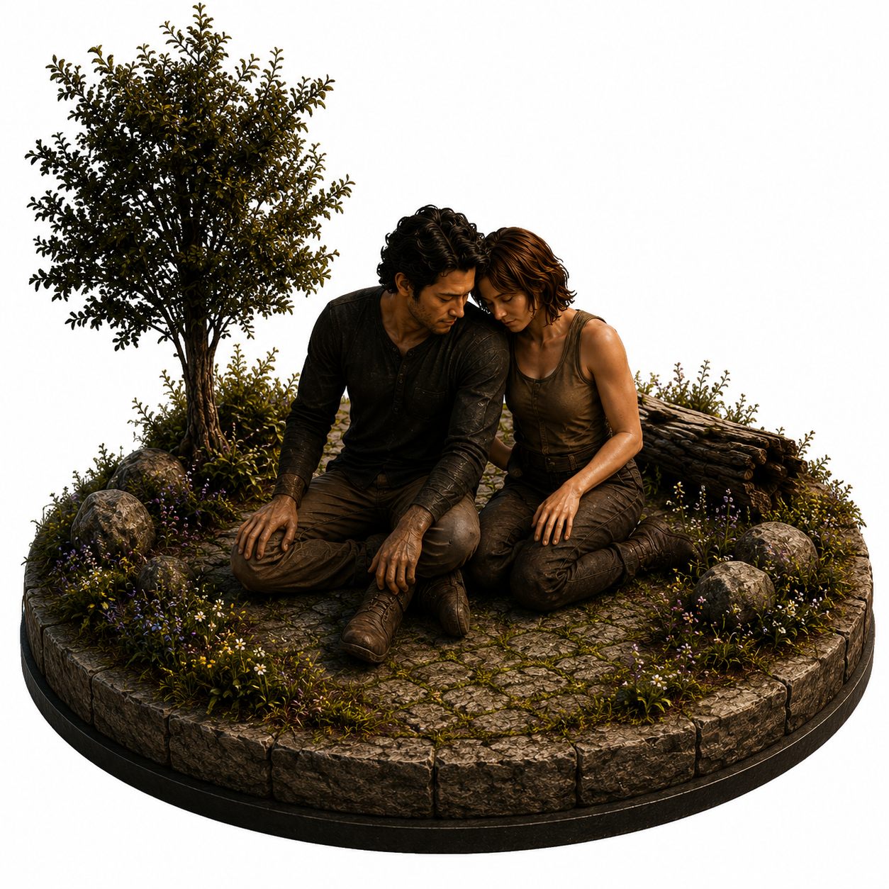 Glenn & Maggie 3D Statue | Hand-Painted Zombie Apocalypse Couple | Romantic Survivor Collector Figure | Post-Apocalyptic Display