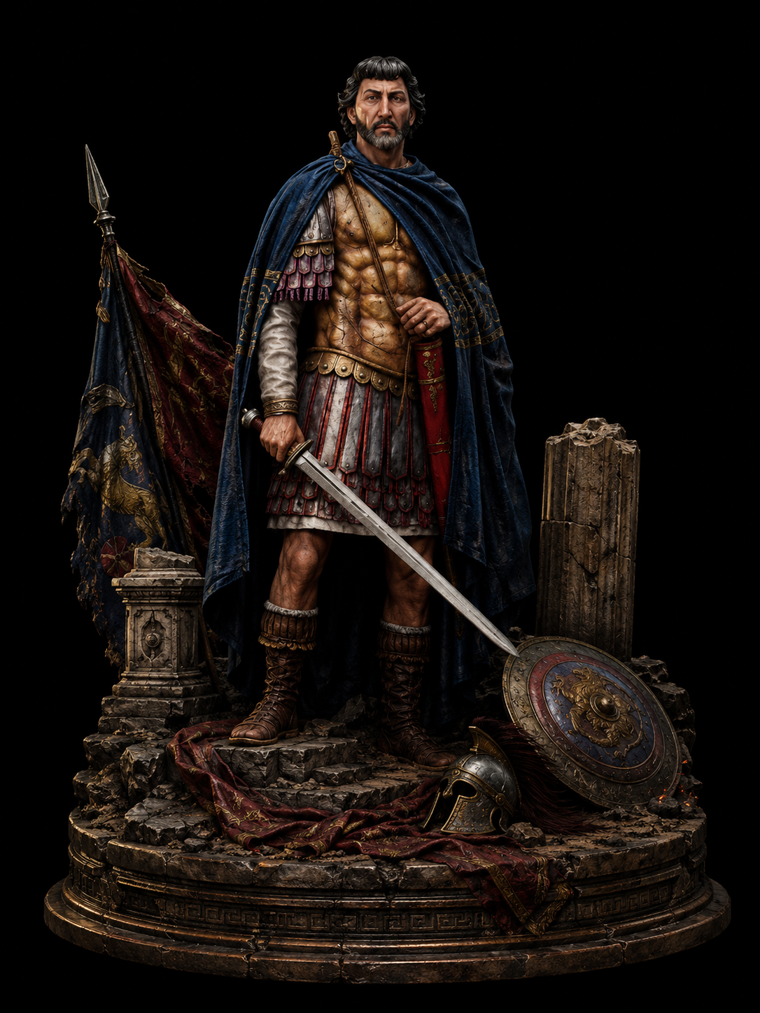 Belisarius 3D Statue | Byzantine General Collectible | Eastern Roman Empire Warrior Figure | Last Great Roman Commander Sculpture | Historical Military Decor
