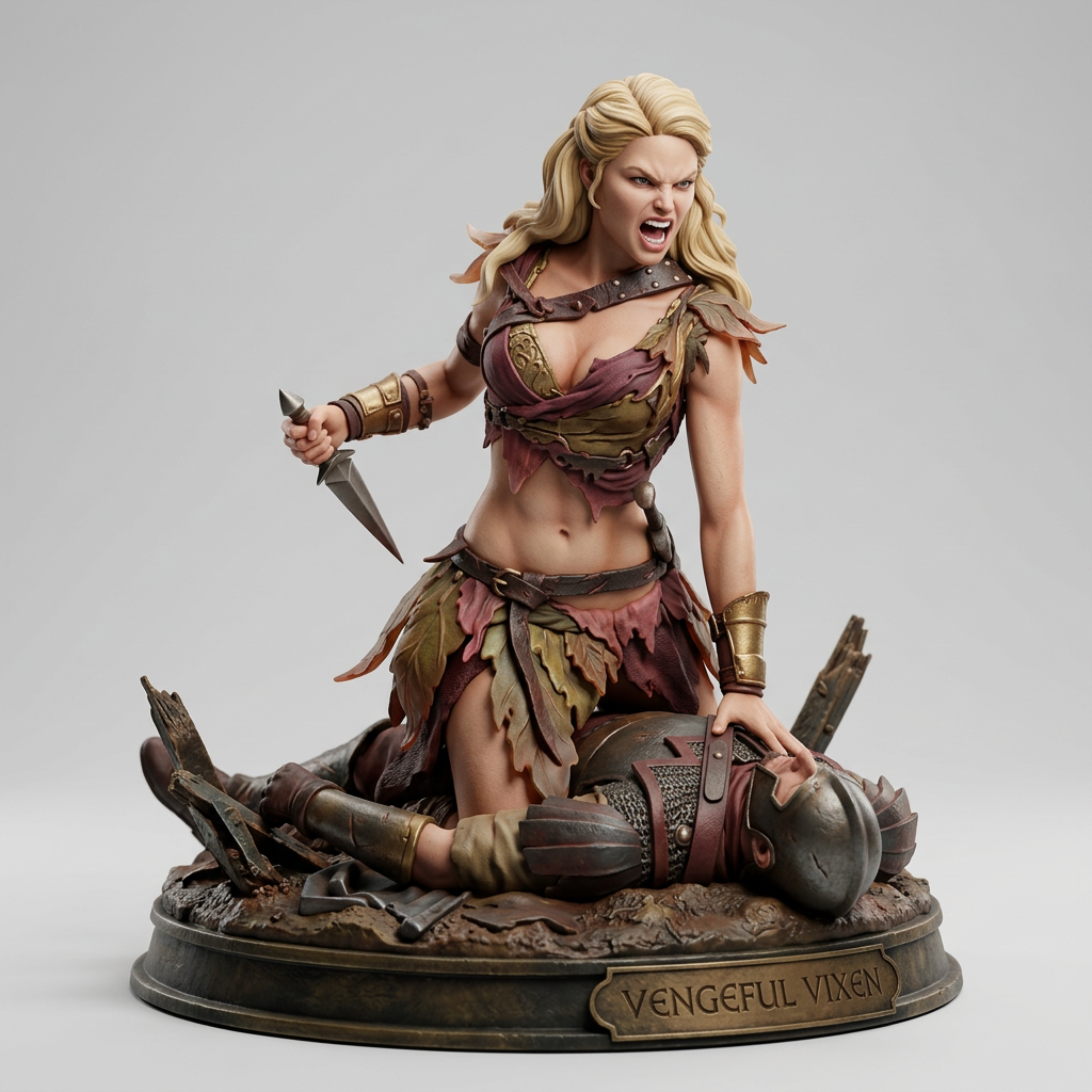 Saxa from Spartacus 3D Hand-Painted Diorama | Legendary Warrior | Historical TV Series Collectible | Handmade Miniature Statue
