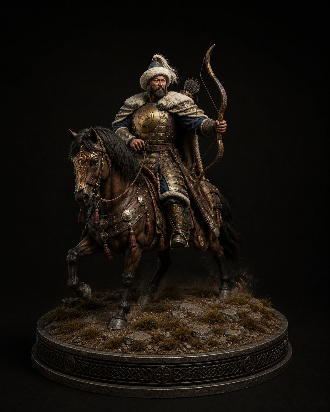 Subutai 3D Statue | Mongol General Collectible | Legendary Commander of Genghis Khan Figure | Medieval Cavalry Warrior Sculpture | Historical Military Leader Decor
