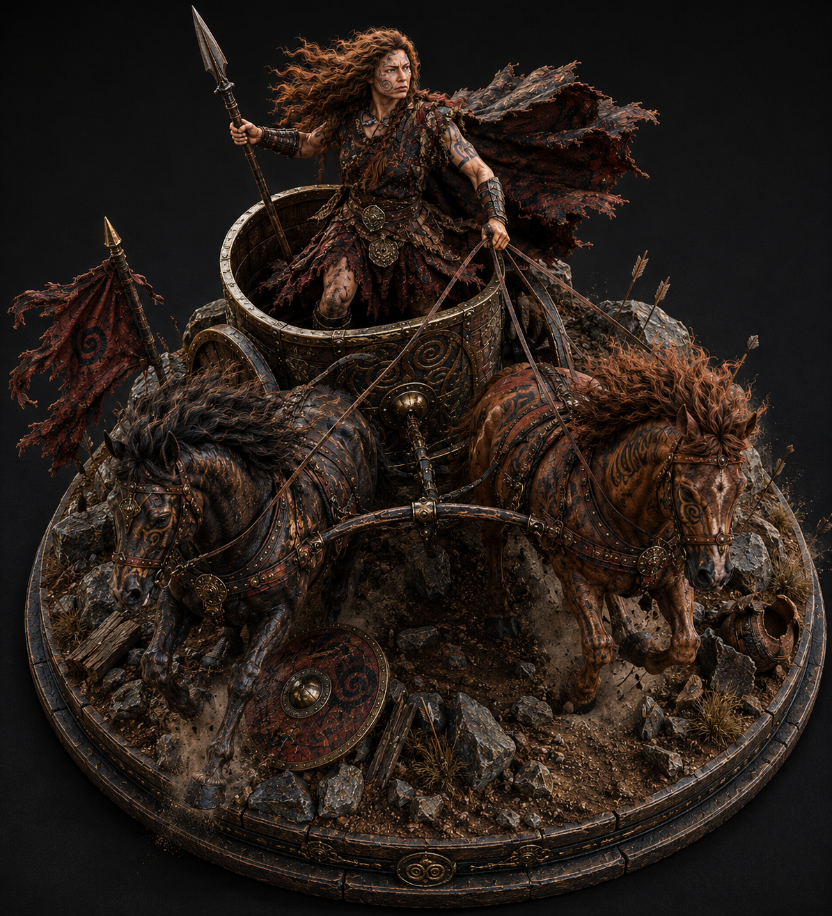 Boudica 3D Warrior Queen Statue | Celtic Chariot Battle Collectible | Iceni Queen Figure | Ancient Britain Hero Sculpture | Historical Warrior Decor